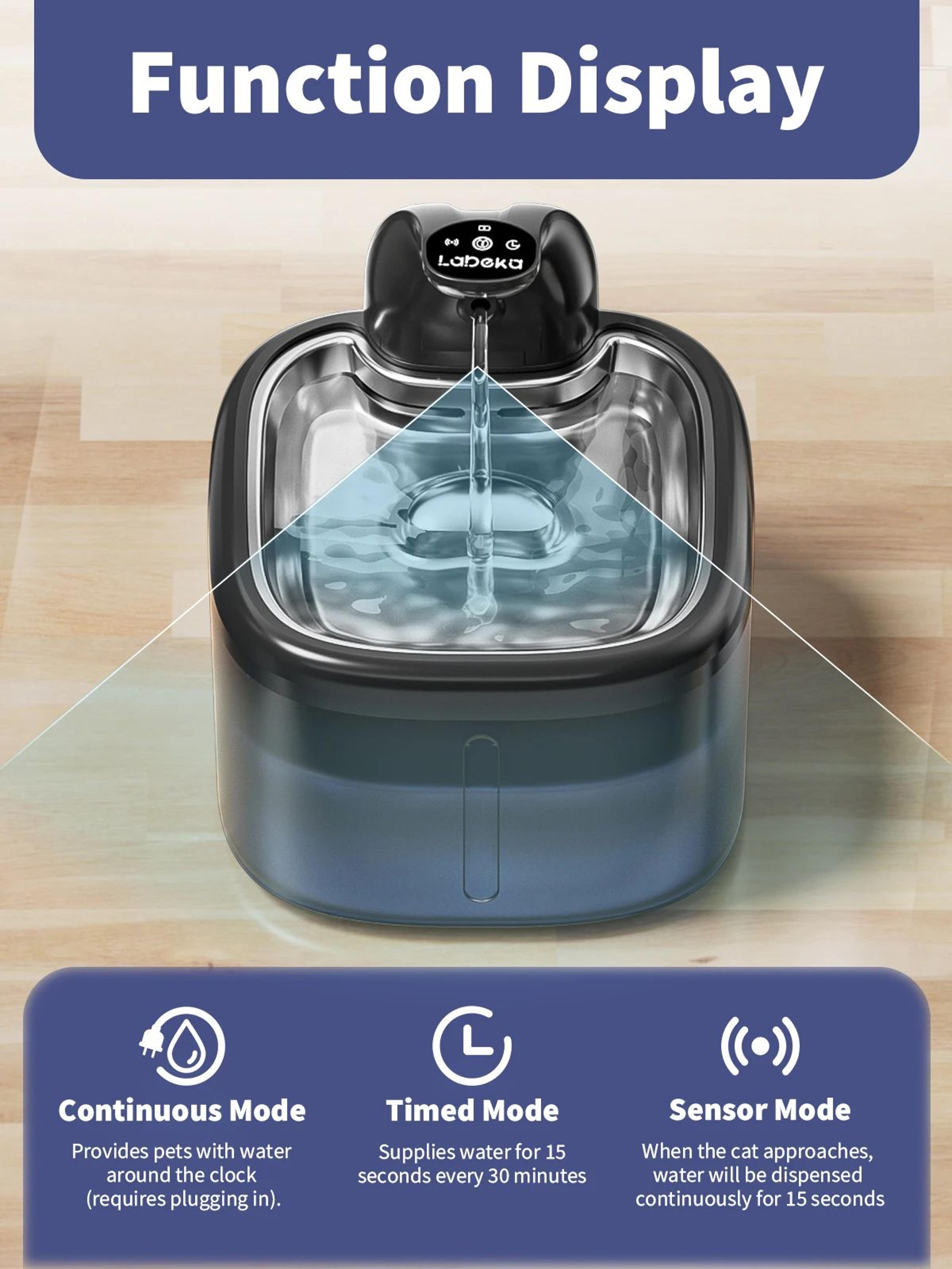 Cordless Stainless Steel Cat Water Fountain With Motion Sensor  35L Capacity 1