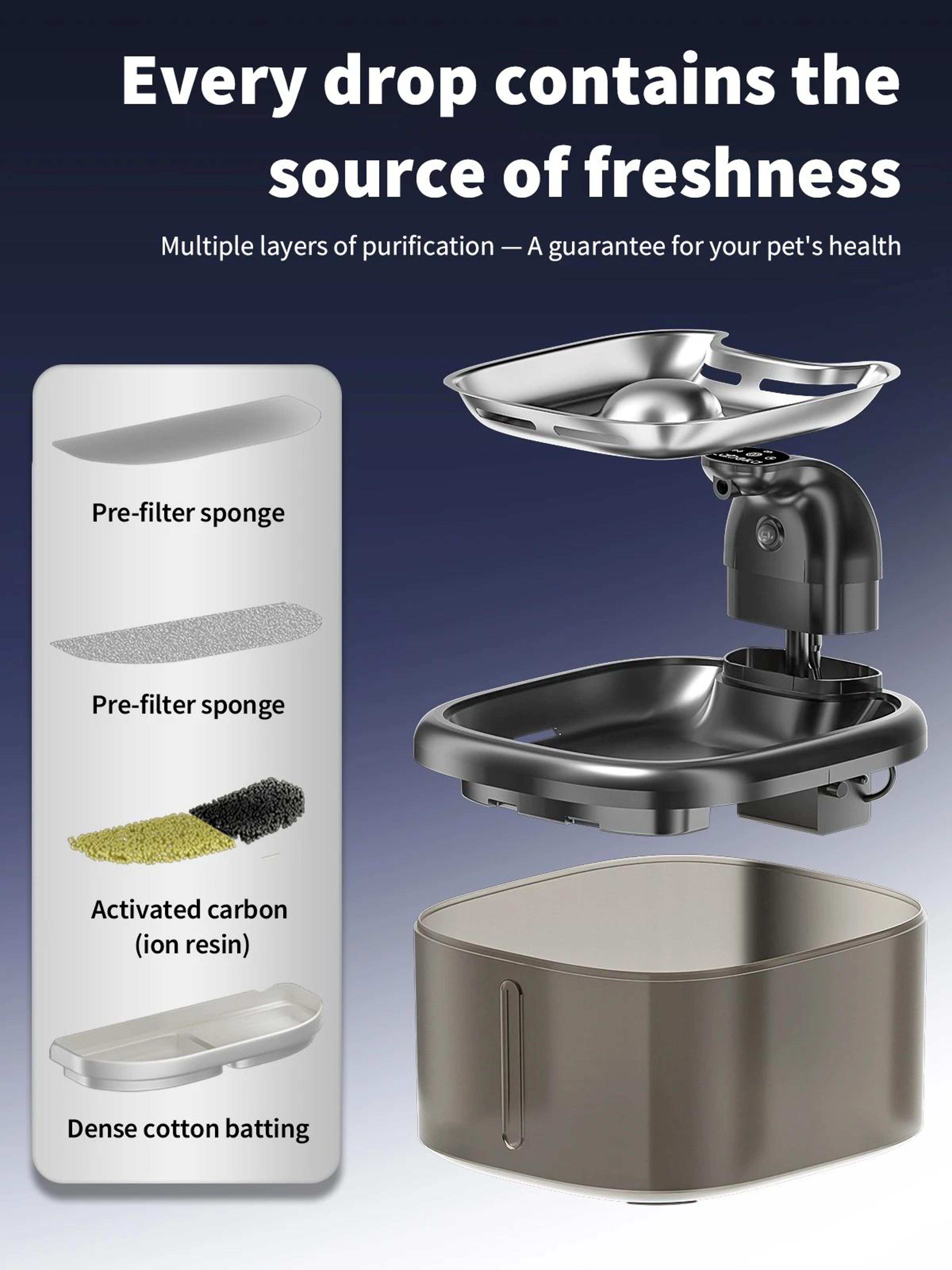 Cordless Stainless Steel Cat Water Fountain With Motion Sensor  35L Capacity 3