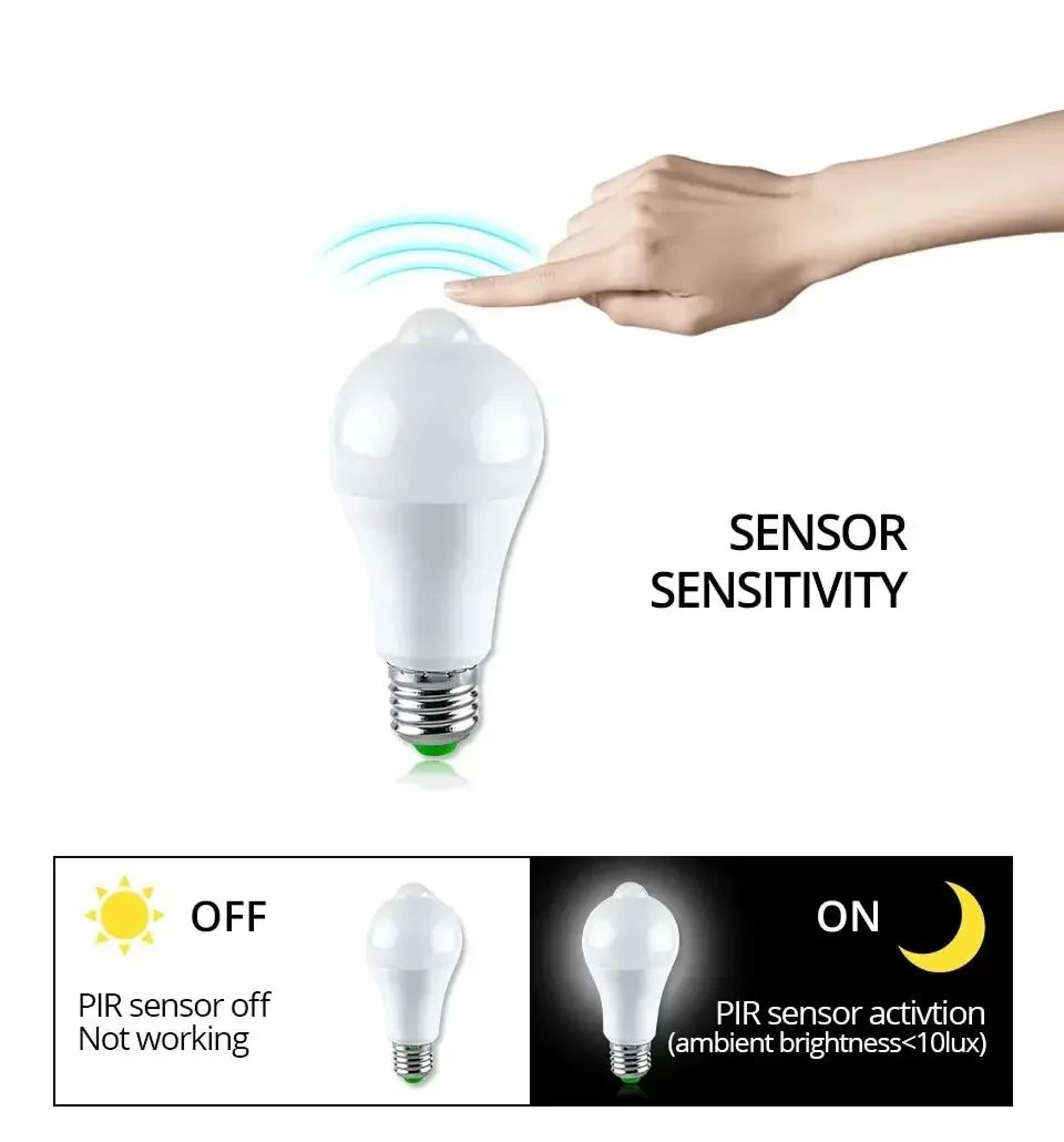 E27 Motion Sensor Light Bulb With Dusk To Dawn Light Bulb Auto On Off PIR Security Lamp 5