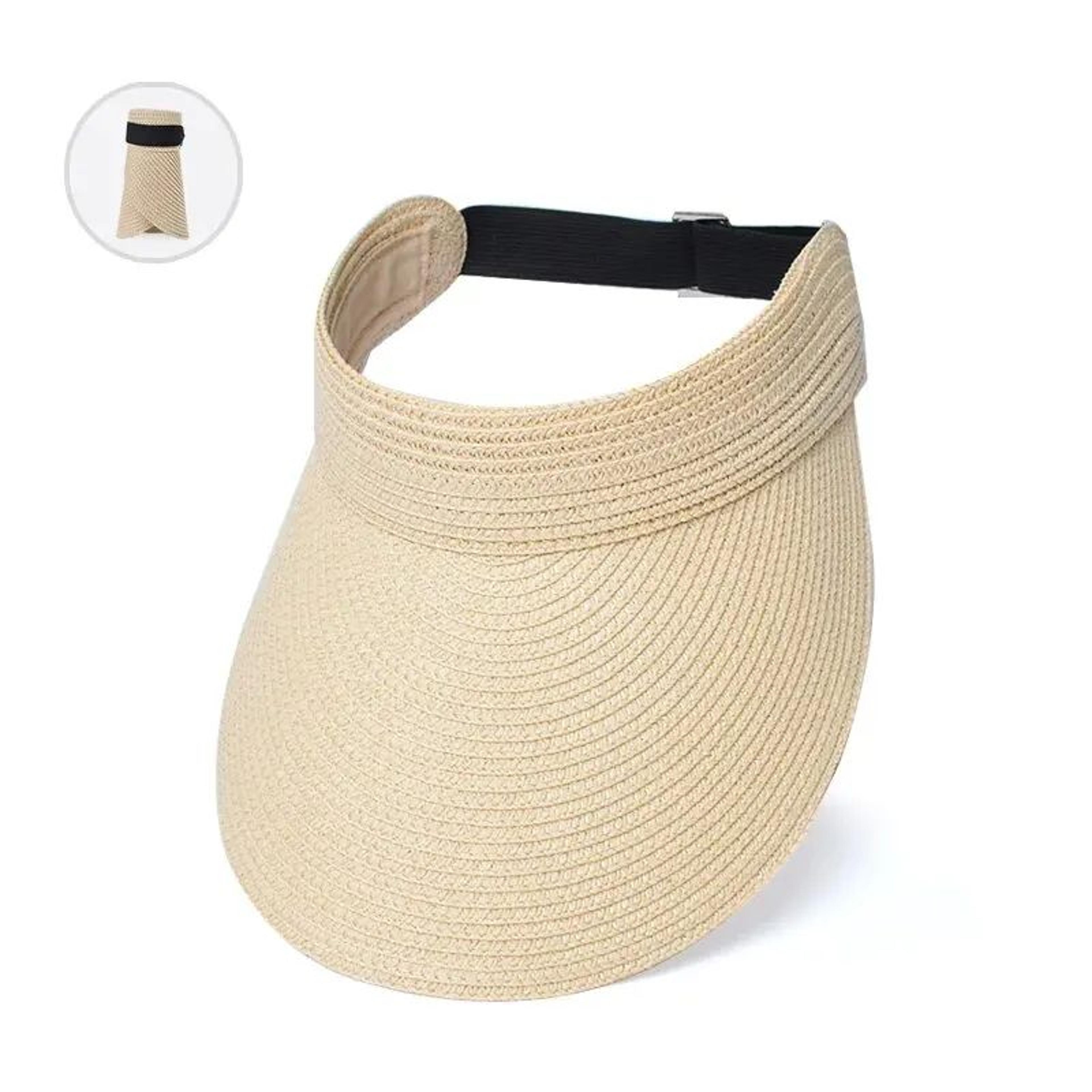 Summer Straw Sun Hat Wide Brim Open Top Visor For Women 11