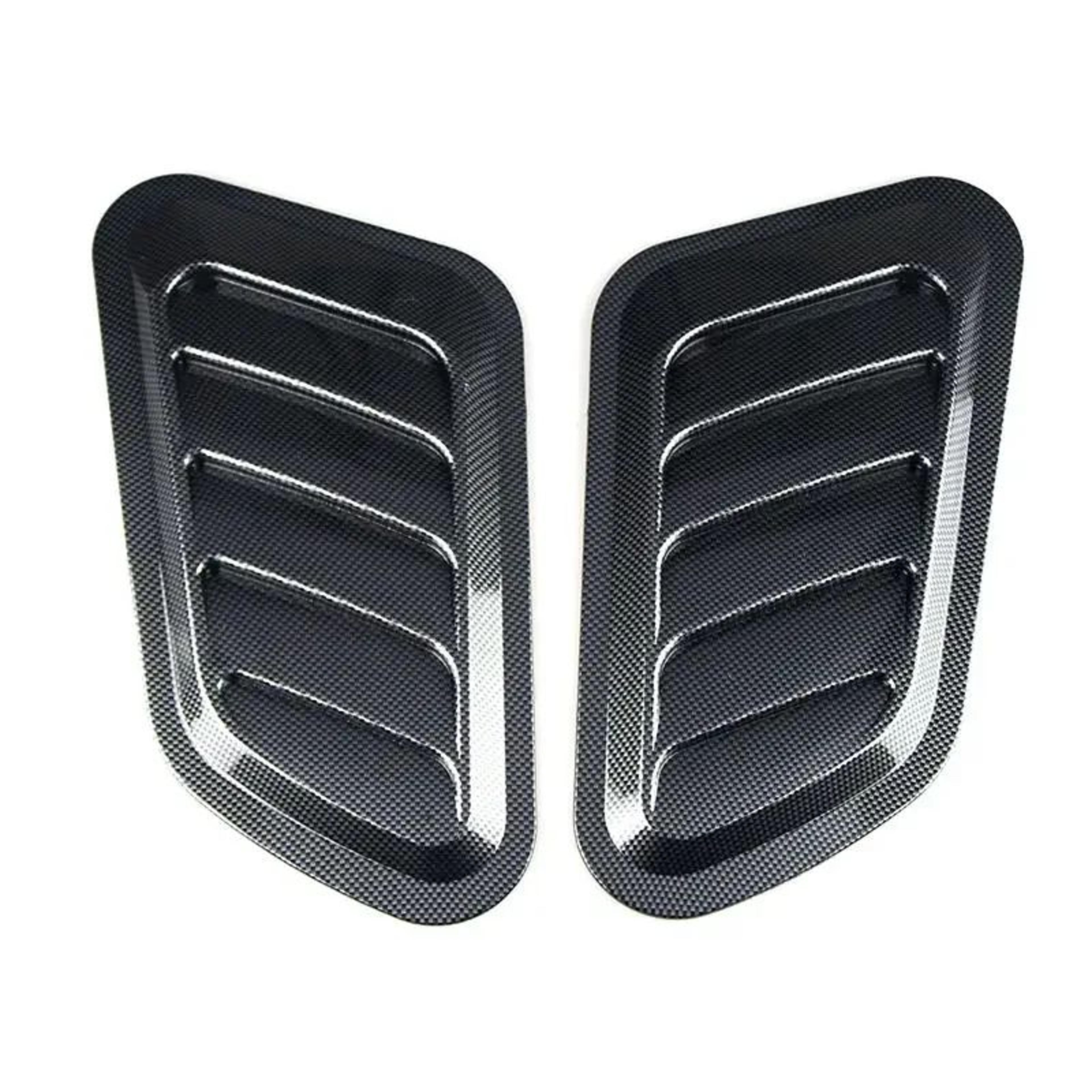 2PCS Car Decorative Air Vents Carbon Fiber Style Fake Hood Vent Universal Exterior Trim 3