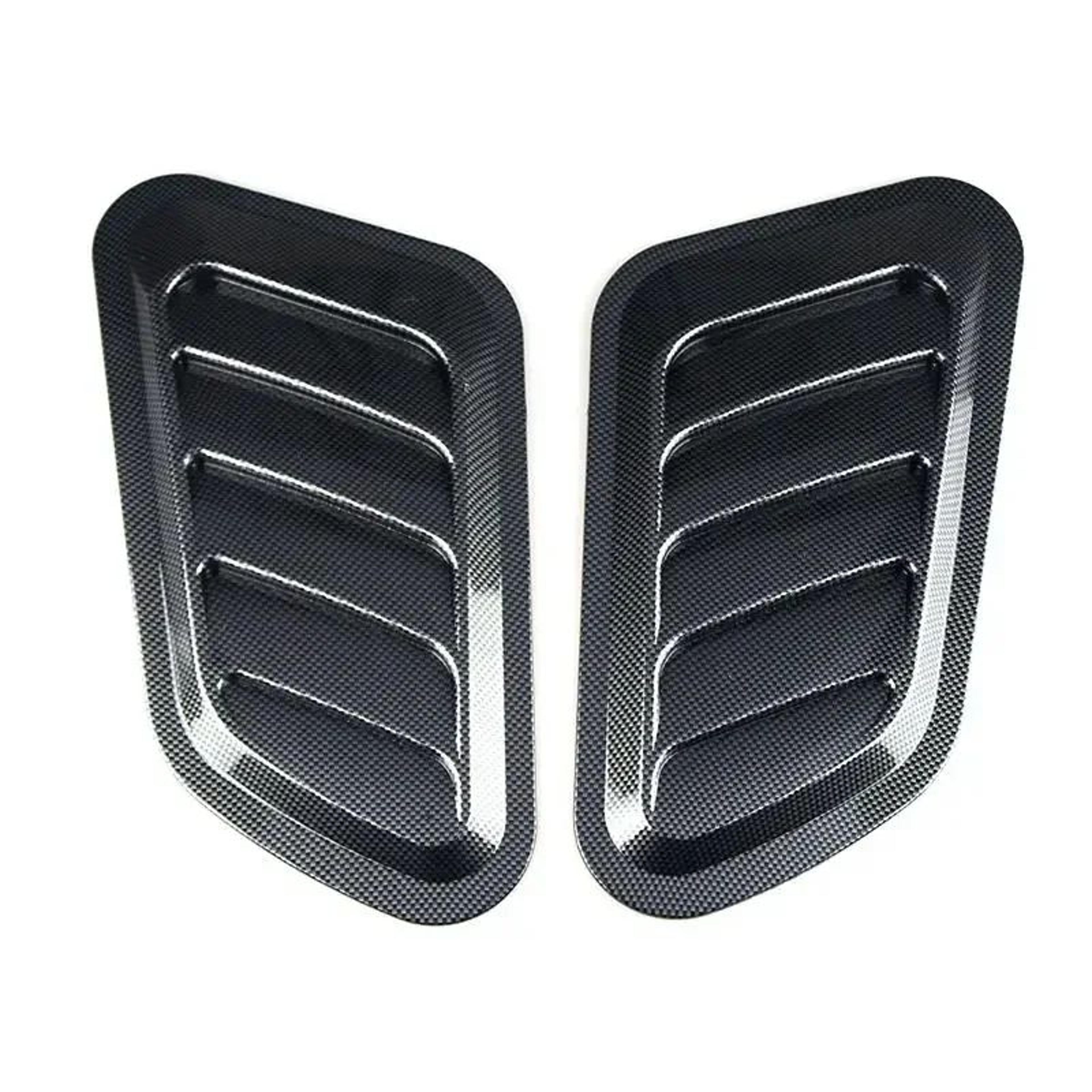 2PCS Car Decorative Air Vents Carbon Fiber Style Fake Hood Vent Universal Exterior Trim 7