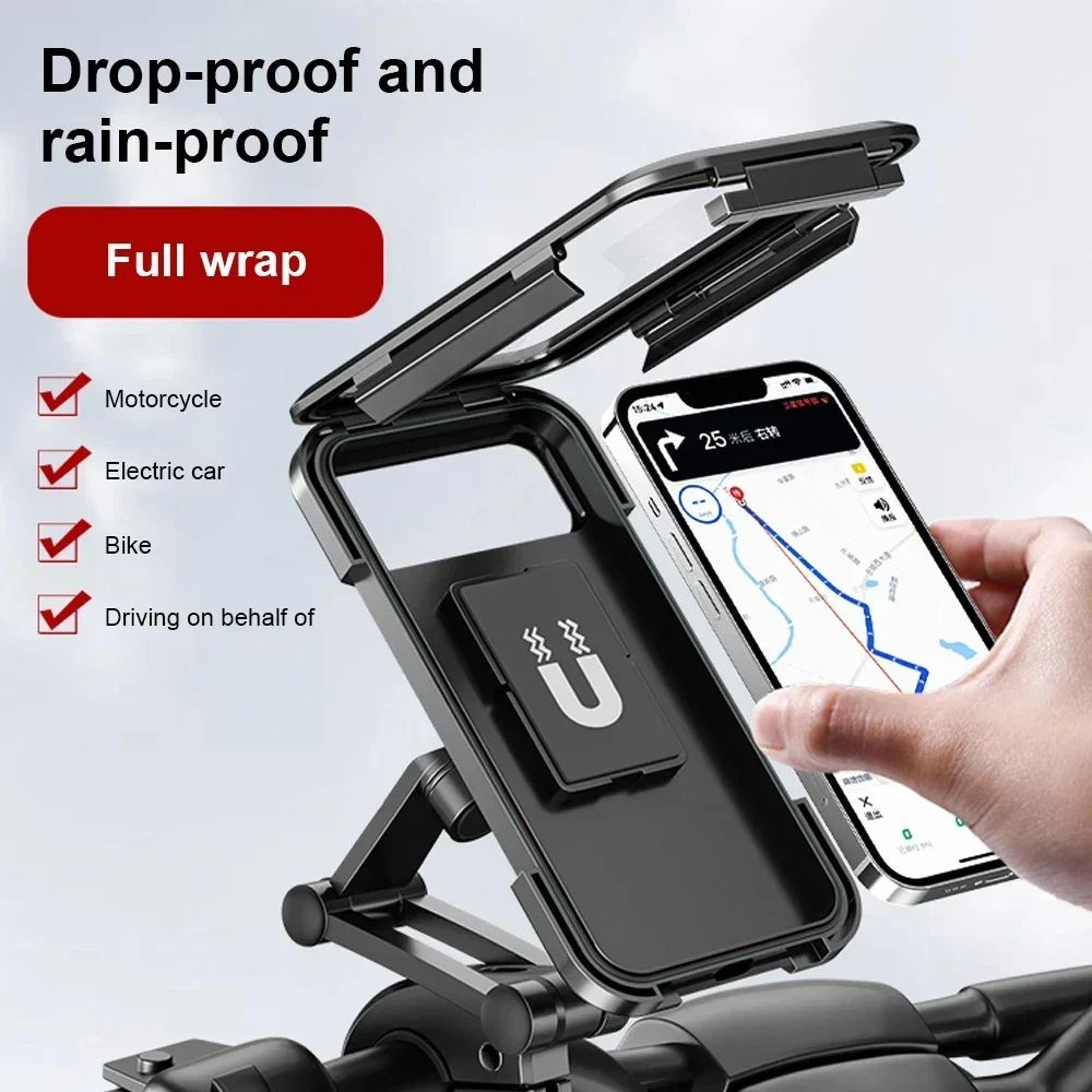 Universal Waterproof Motorcycle Phone Holder With 360 Degree Rotation For Bike GPS Navigation 3