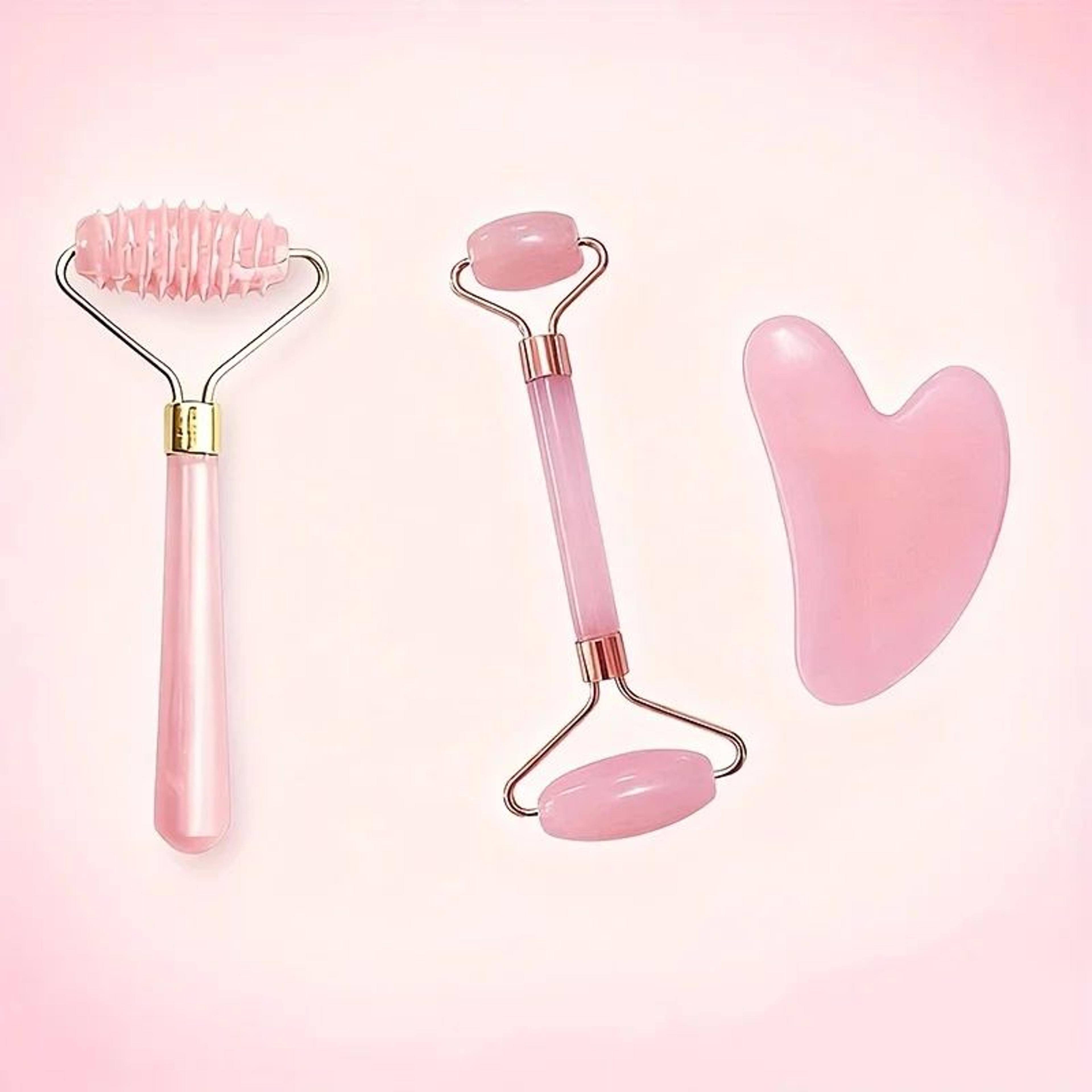 Radiance Sculpt Facial Roller Set With Gua Sha Tool And DoubleEnded Beauty Massage Stick 5