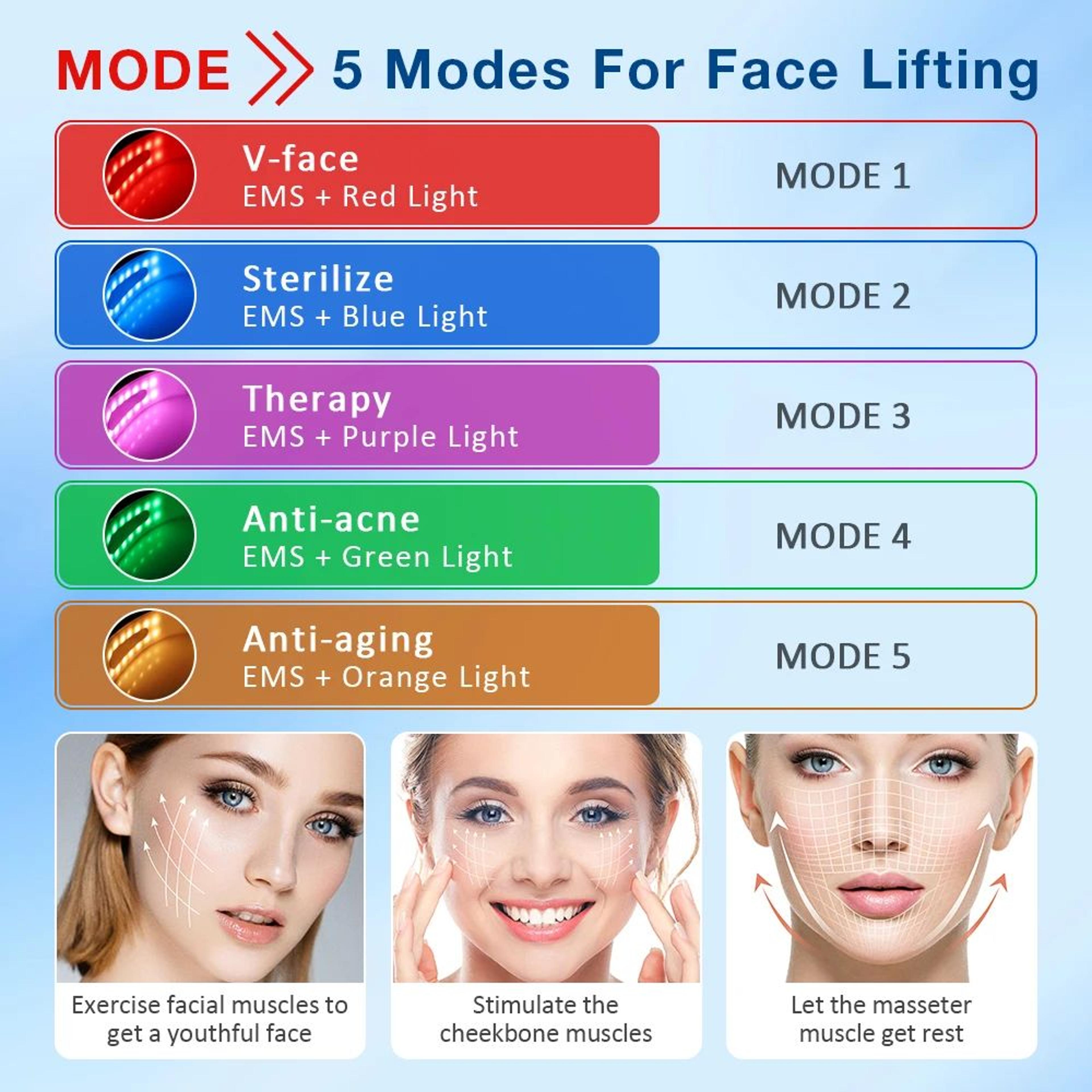 V Face Massager With LED Photon Therapy And Vibration Face Lifting Device 3