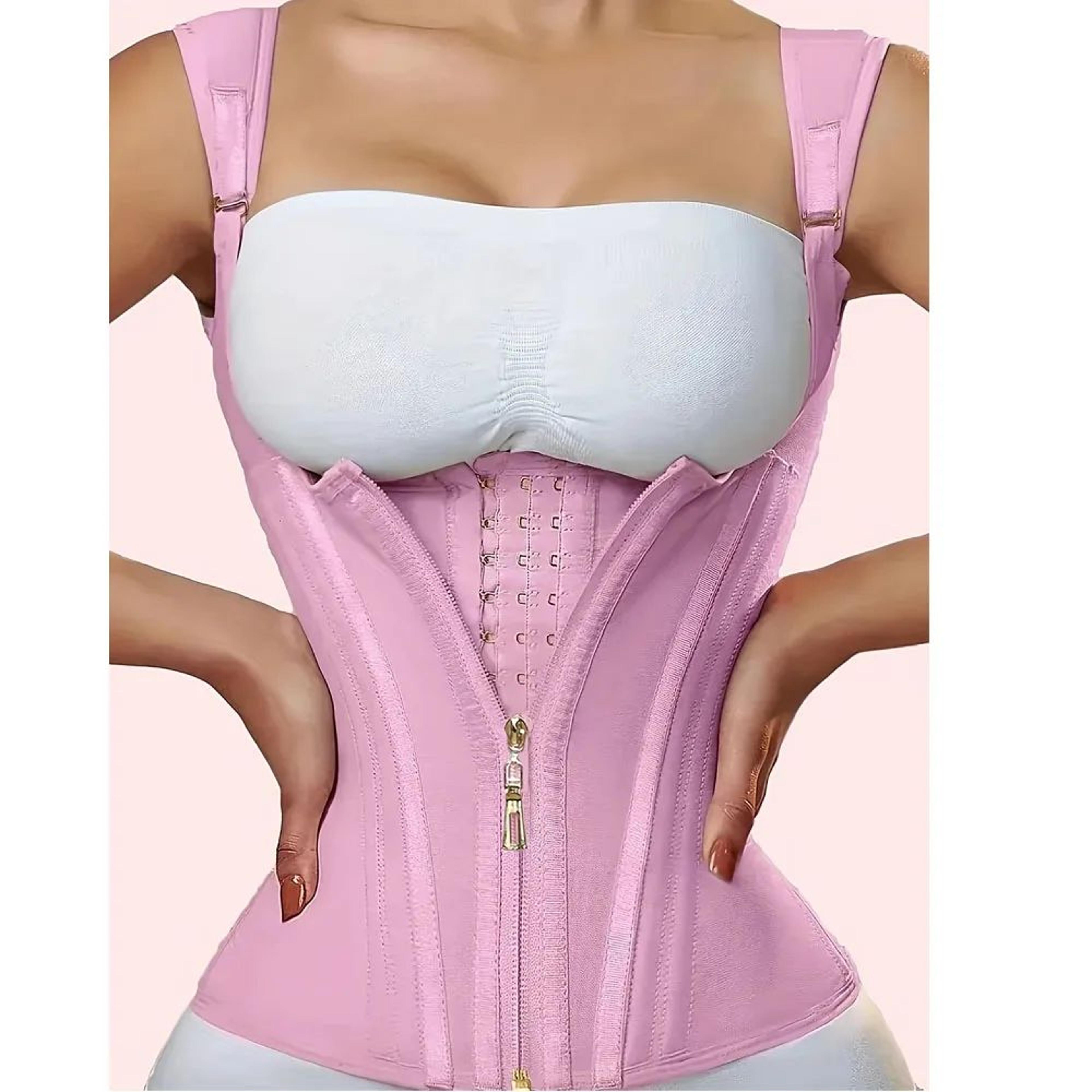 Vintage Waist Trainer Corset Mesh Waist Cincher Vest For Women With Zipper And Button Closure 6