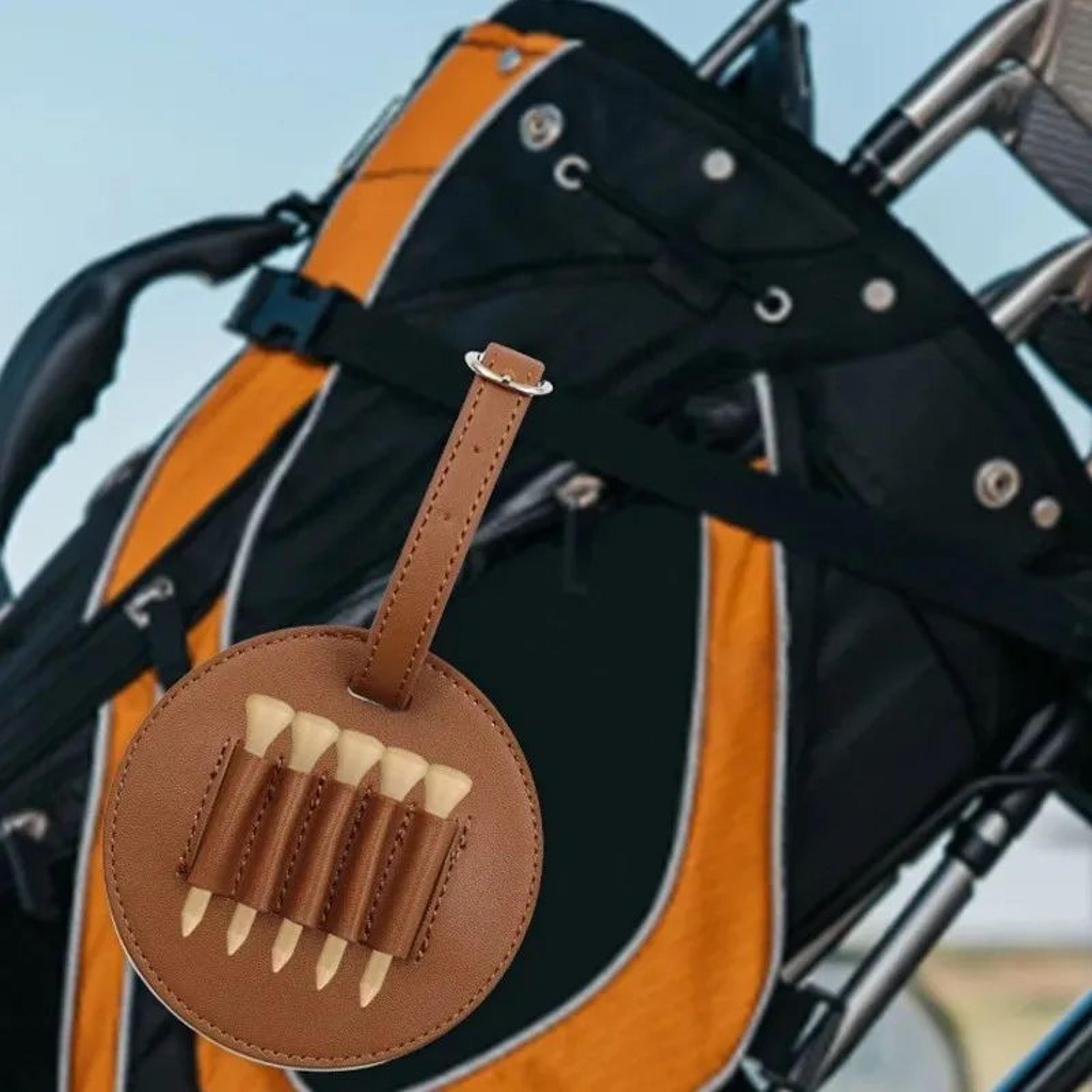 Premium Golf Ball Holder Leather Pouch With Tee Holsters And Belt Loop For Golf Bag 2