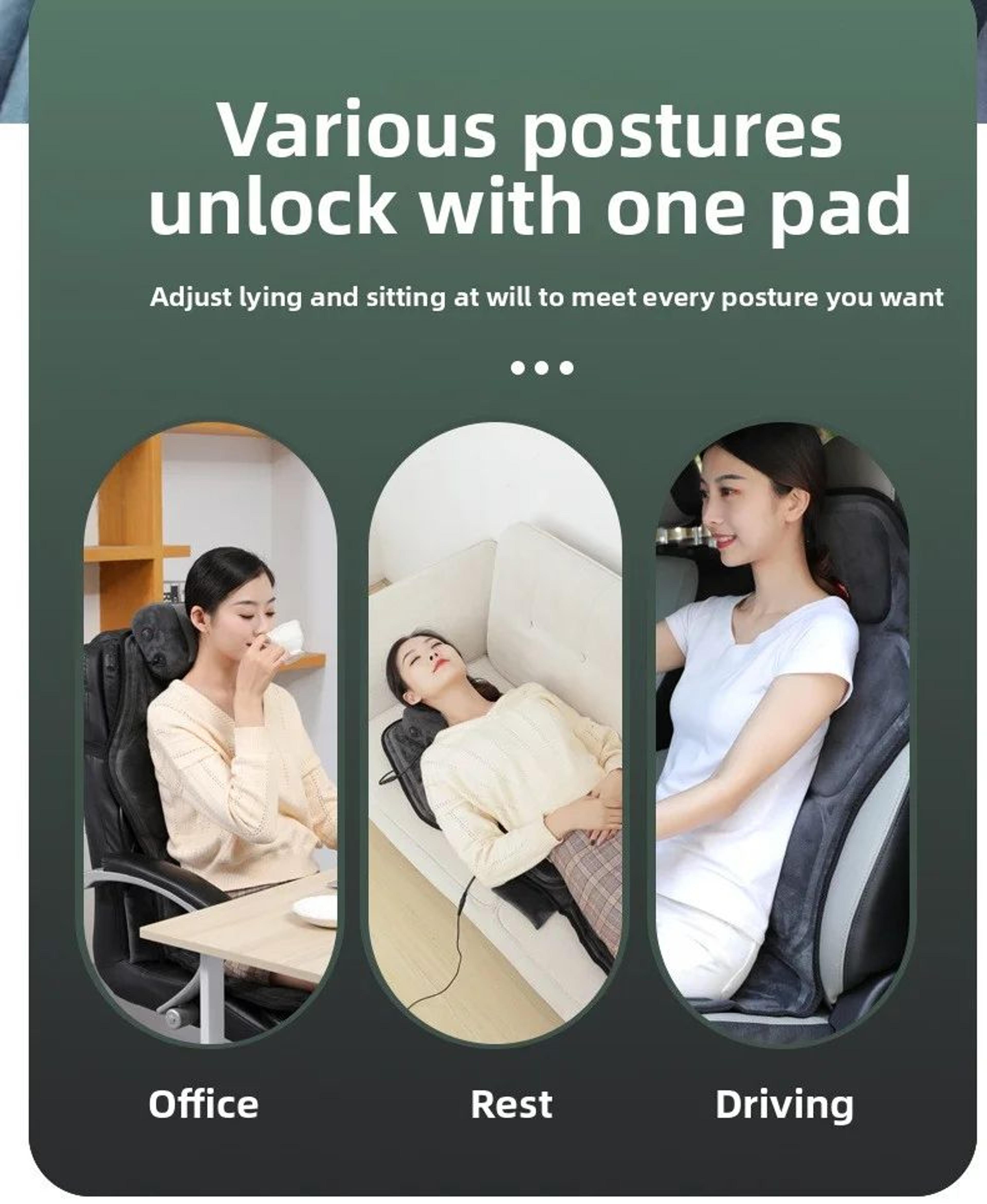 Car Massage Seat Cushion With Heat And Vibration Lumbar Support For Home Office And Car 4