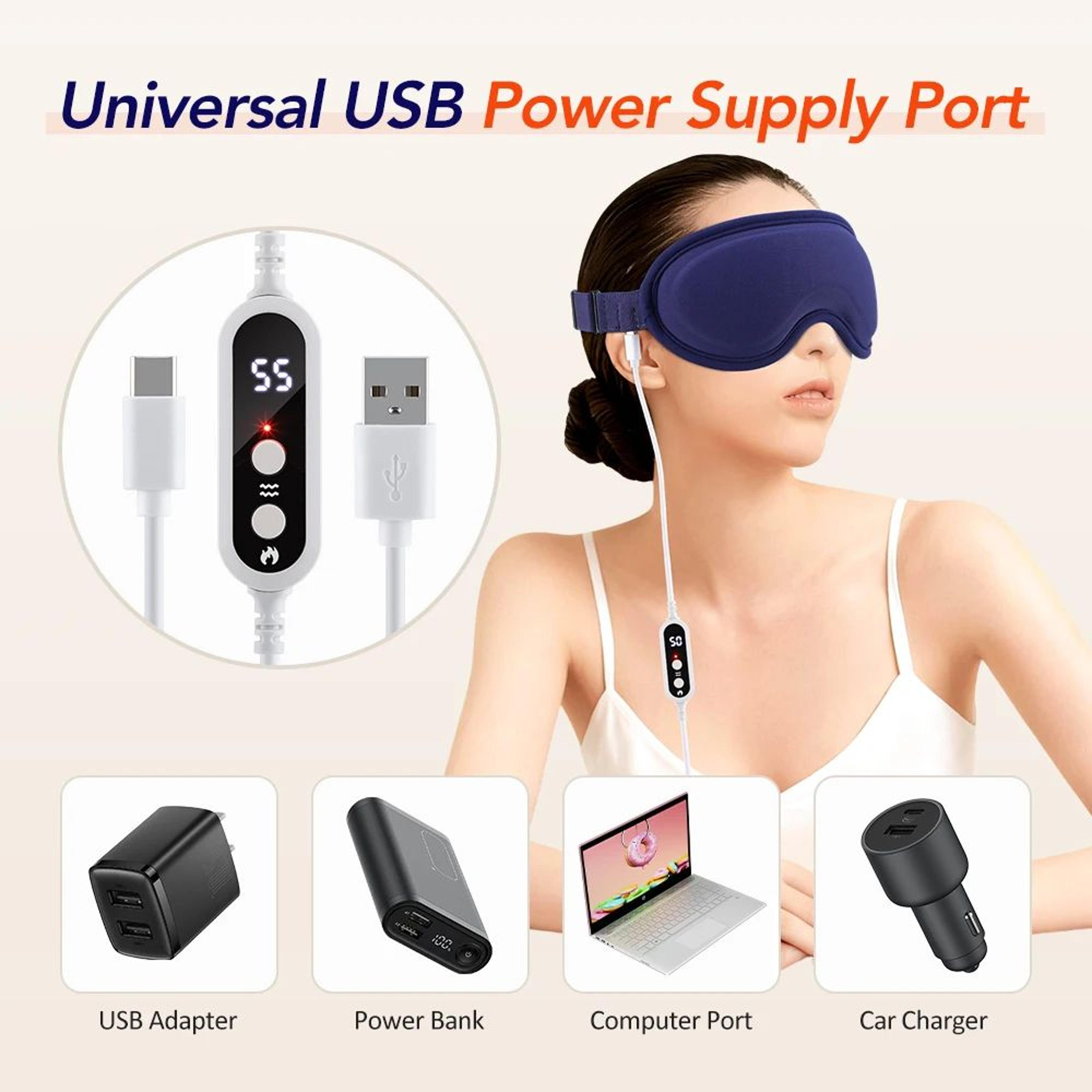 Heated Eye Mask With Vibration Massage USB Sleep Eye Mask For Eye Fatigue Relief 4