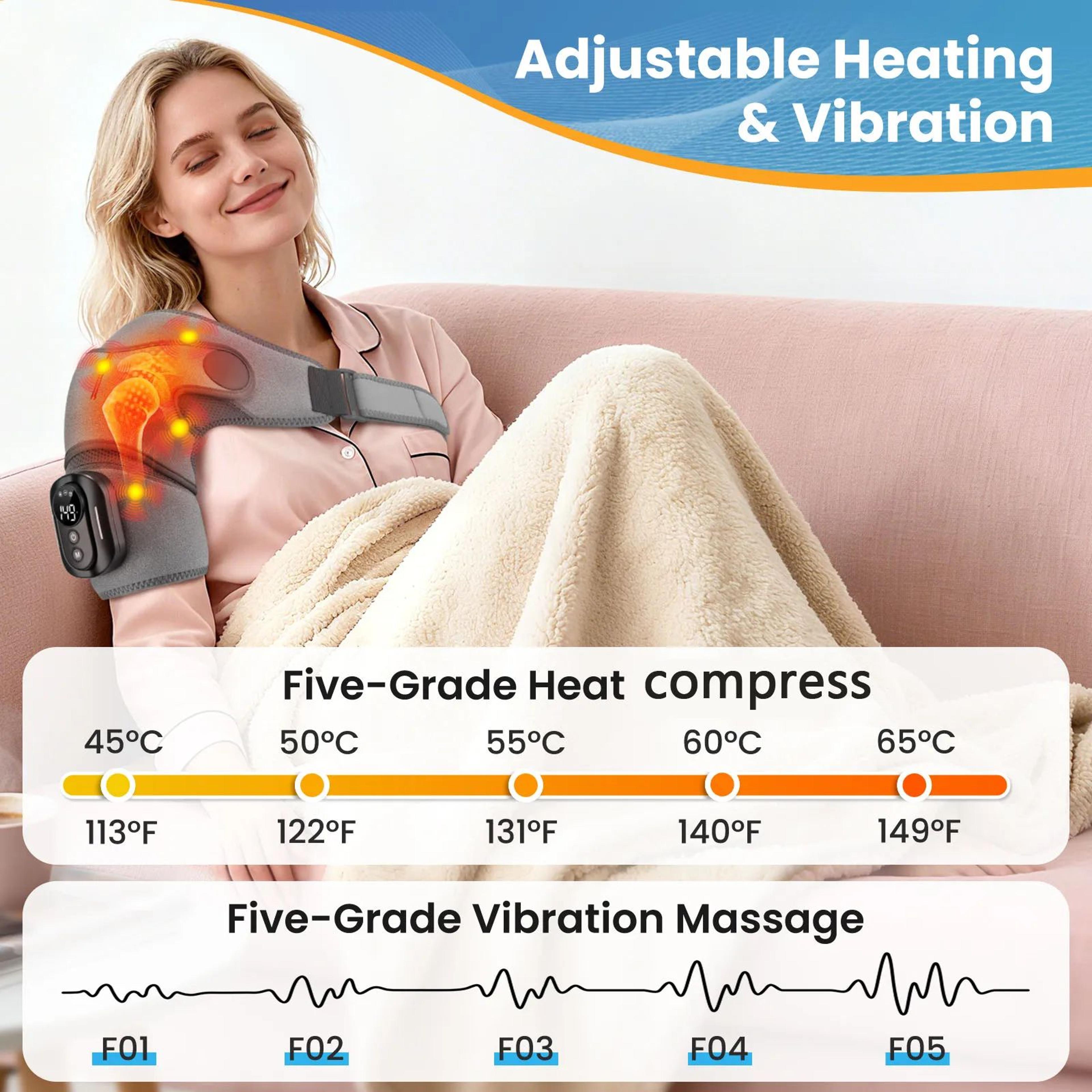 Cordless Heated Shoulder Massager Wrap With Remote Control And Vibration Therapy 4