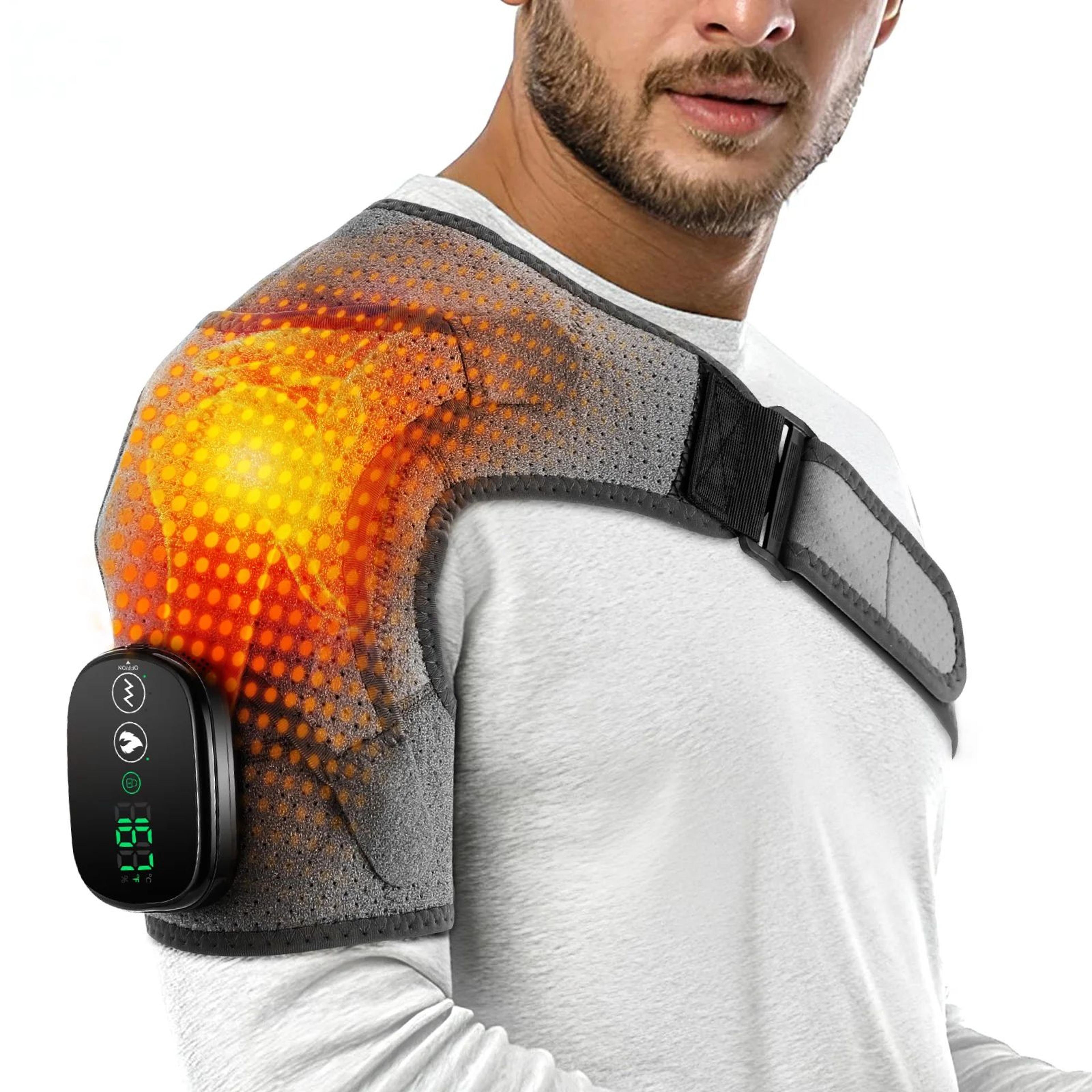 Cordless Heated Shoulder Massager Wrap With Remote Control And Vibration Therapy 6