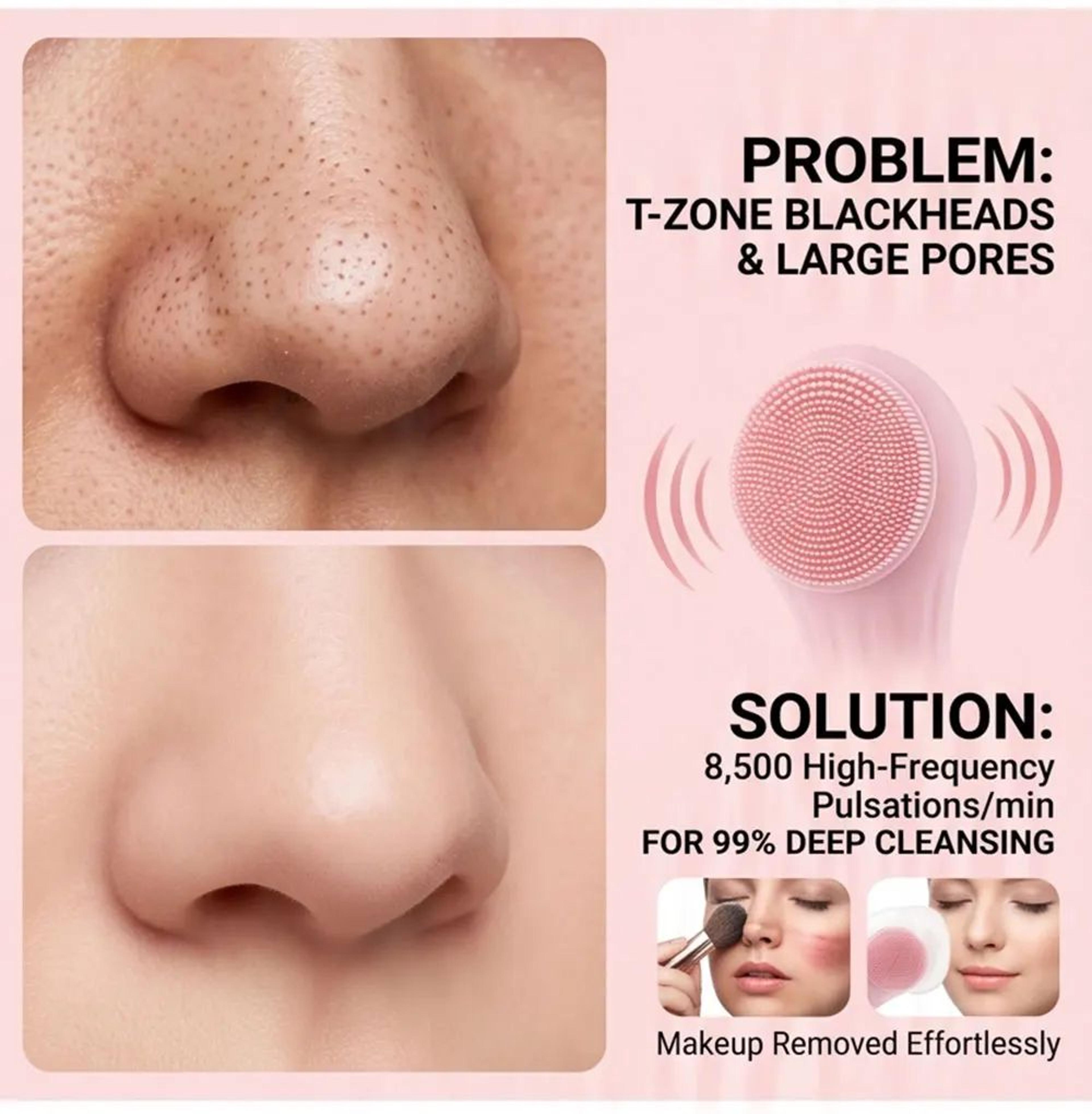 RadianceGlow Sonic Facial Cleansing Brush With Heat Massage Rechargeable Silicone Face Scrubber 2
