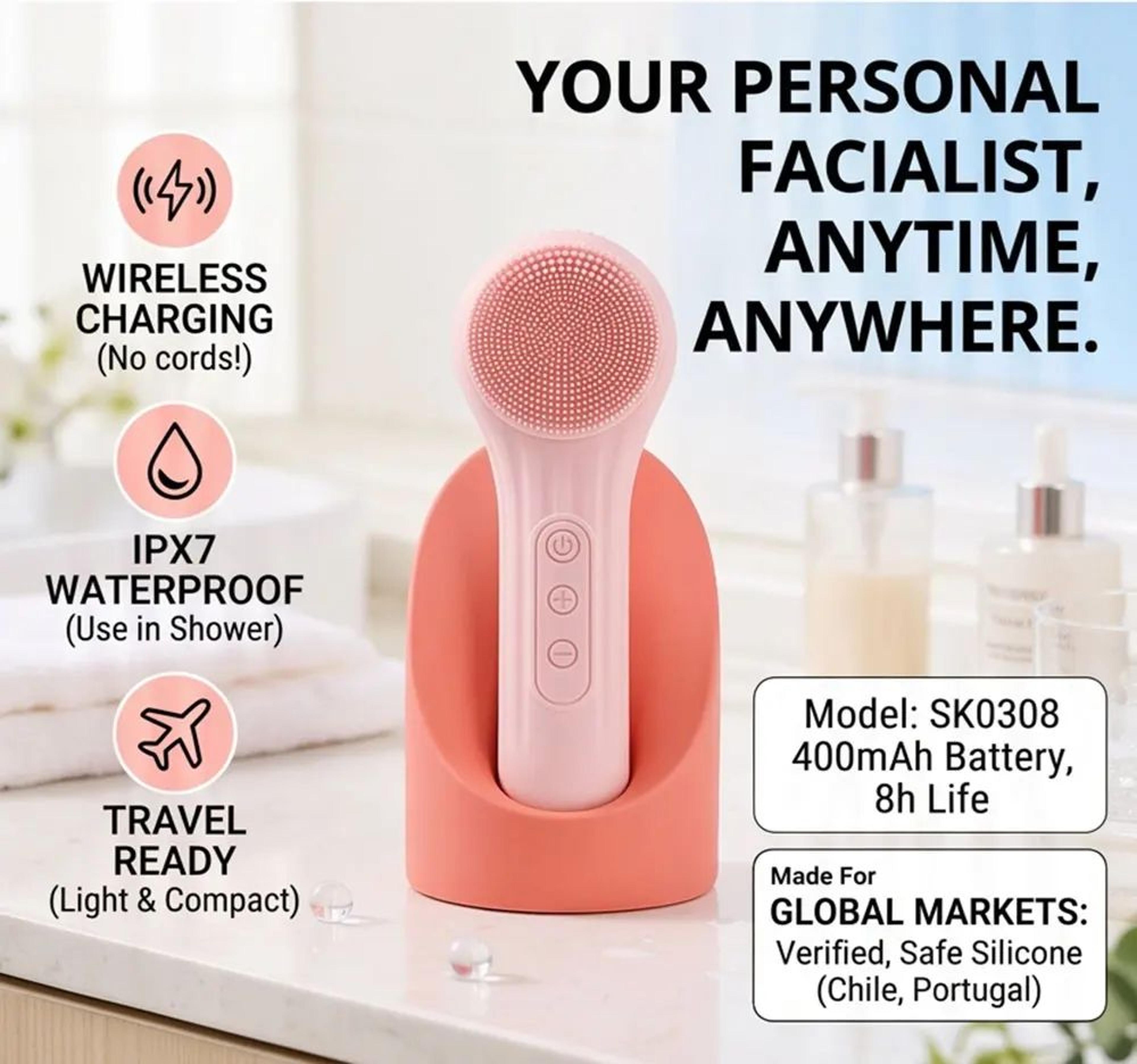 RadianceGlow Sonic Facial Cleansing Brush With Heat Massage Rechargeable Silicone Face Scrubber 5