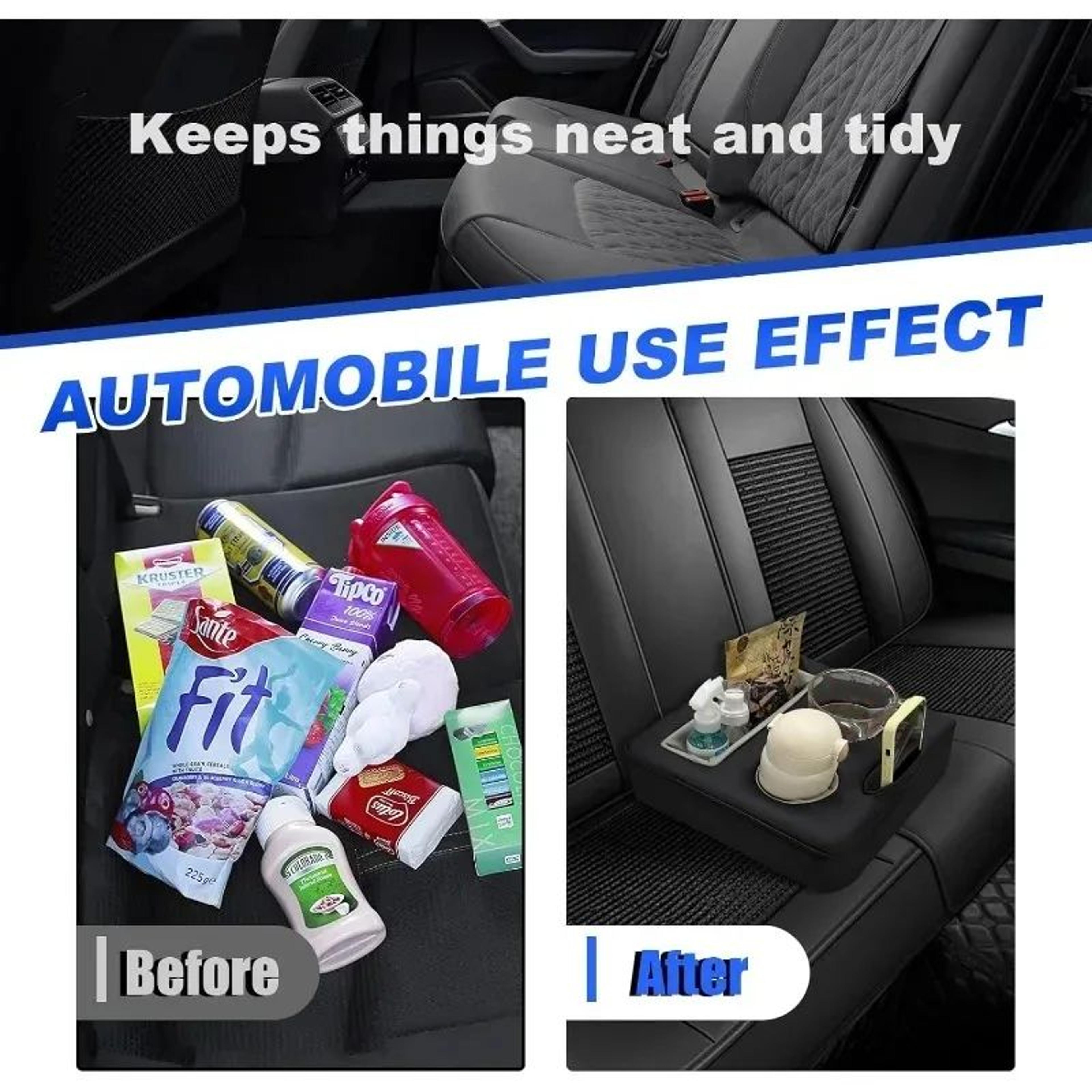 Universal Car Rear Cup Holder And Car Seat Organizer Waterproof PU Leather Storage Tray 3
