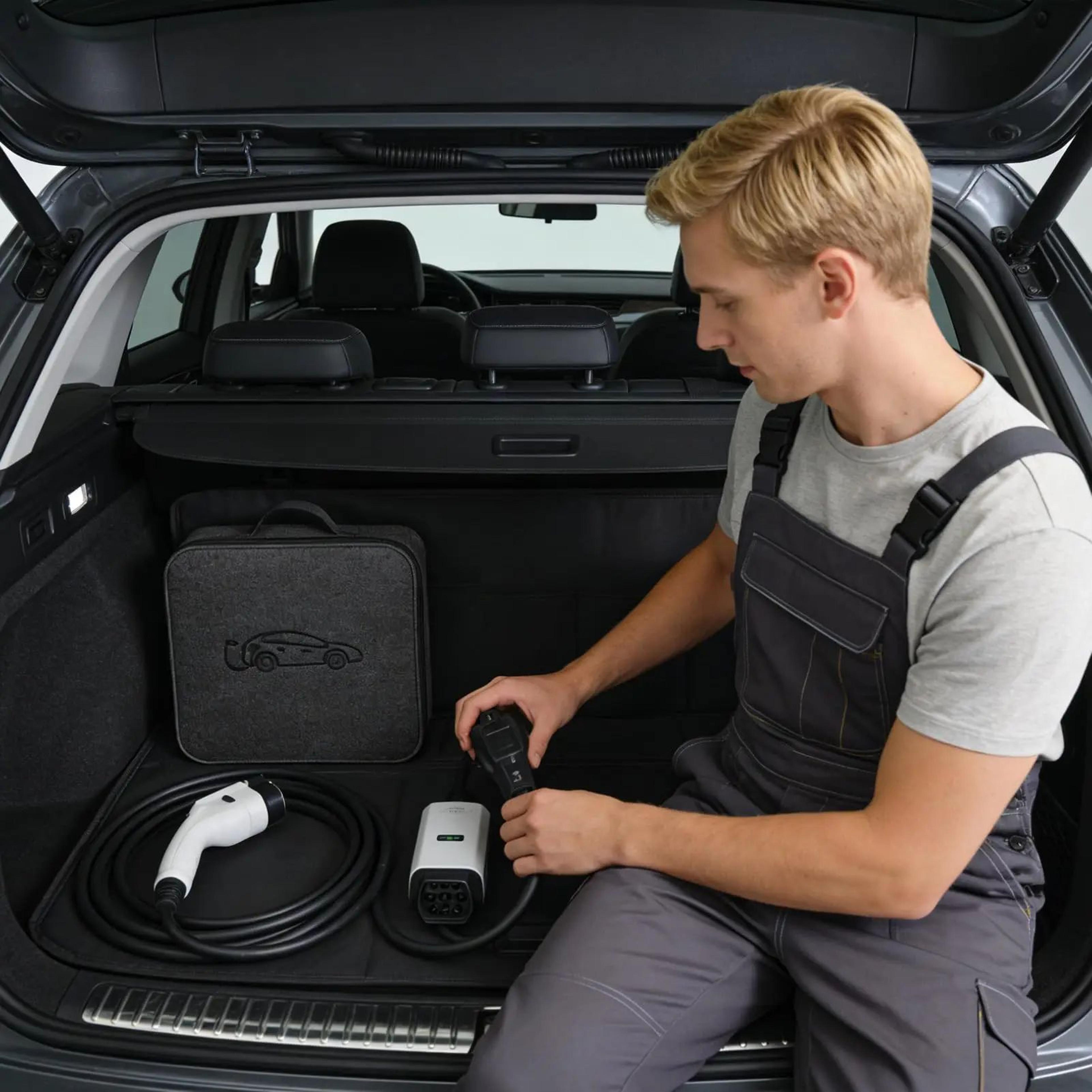 Portable Waterproof EV Charger Cable Bag With Handle EV Charging Cable Organizer Case 2