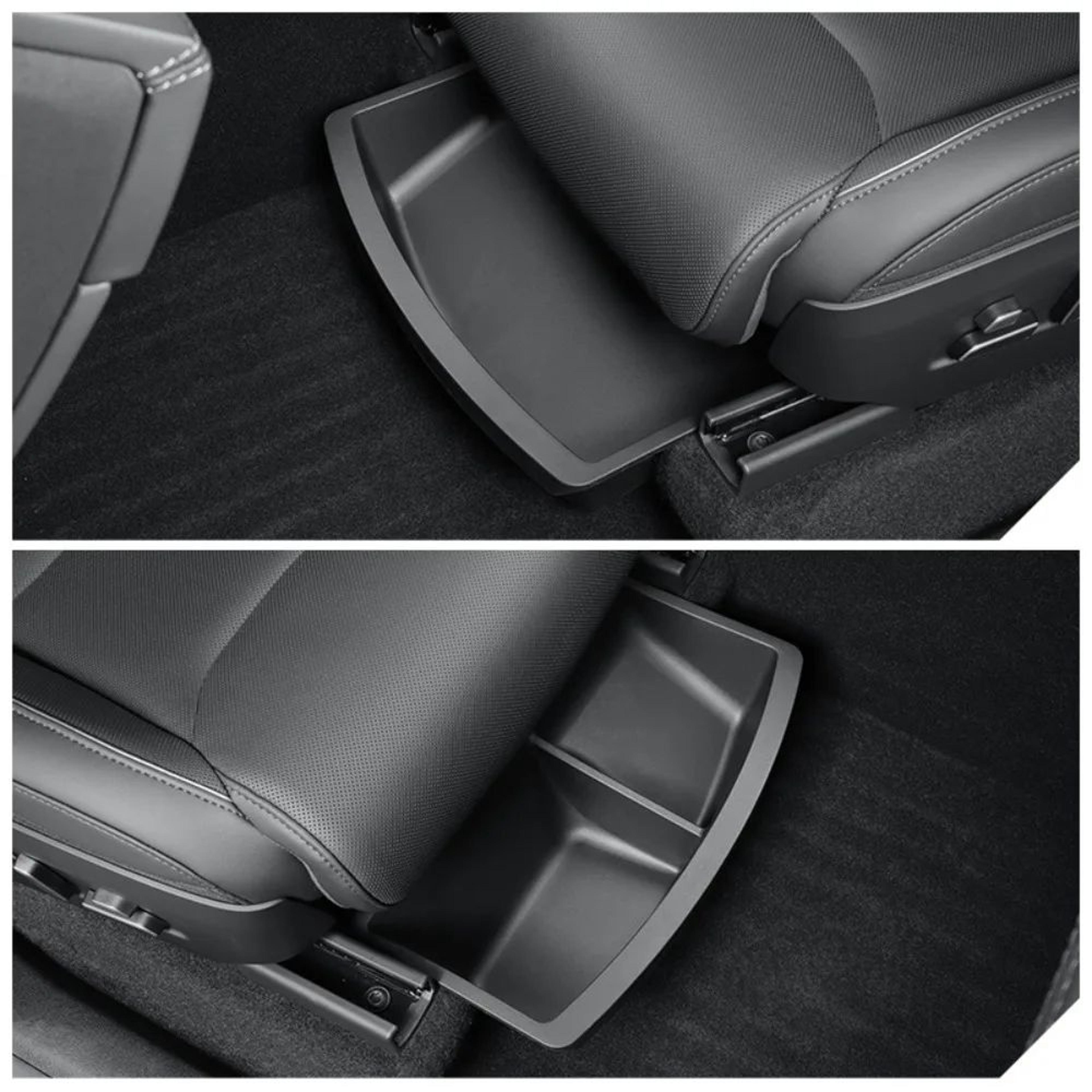 Tesla Model YL 6Seat Under Seat Storage Box TPE Seat Organizer Tray Hidden Drawer 1
