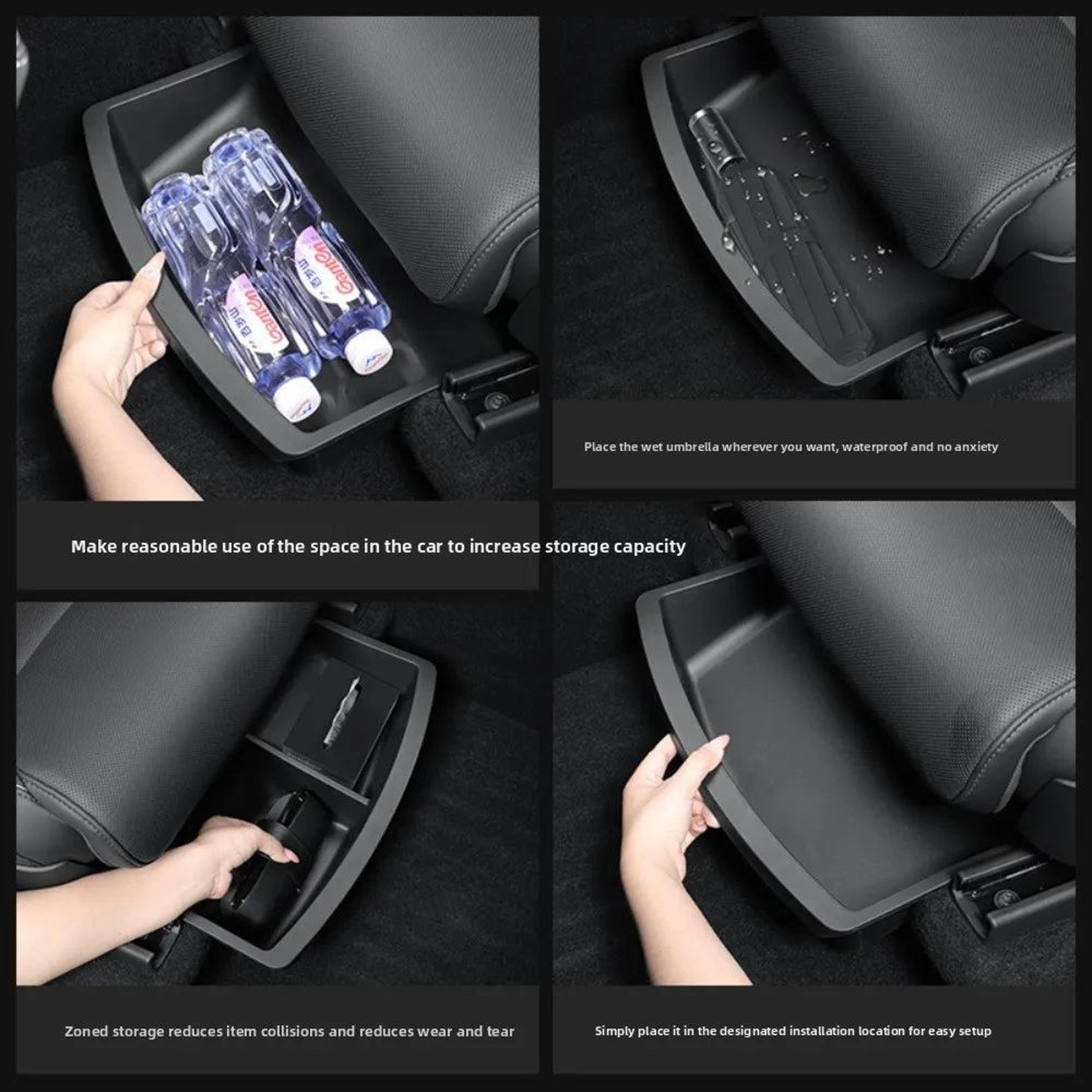 Tesla Model YL 6Seat Under Seat Storage Box TPE Seat Organizer Tray Hidden Drawer 3