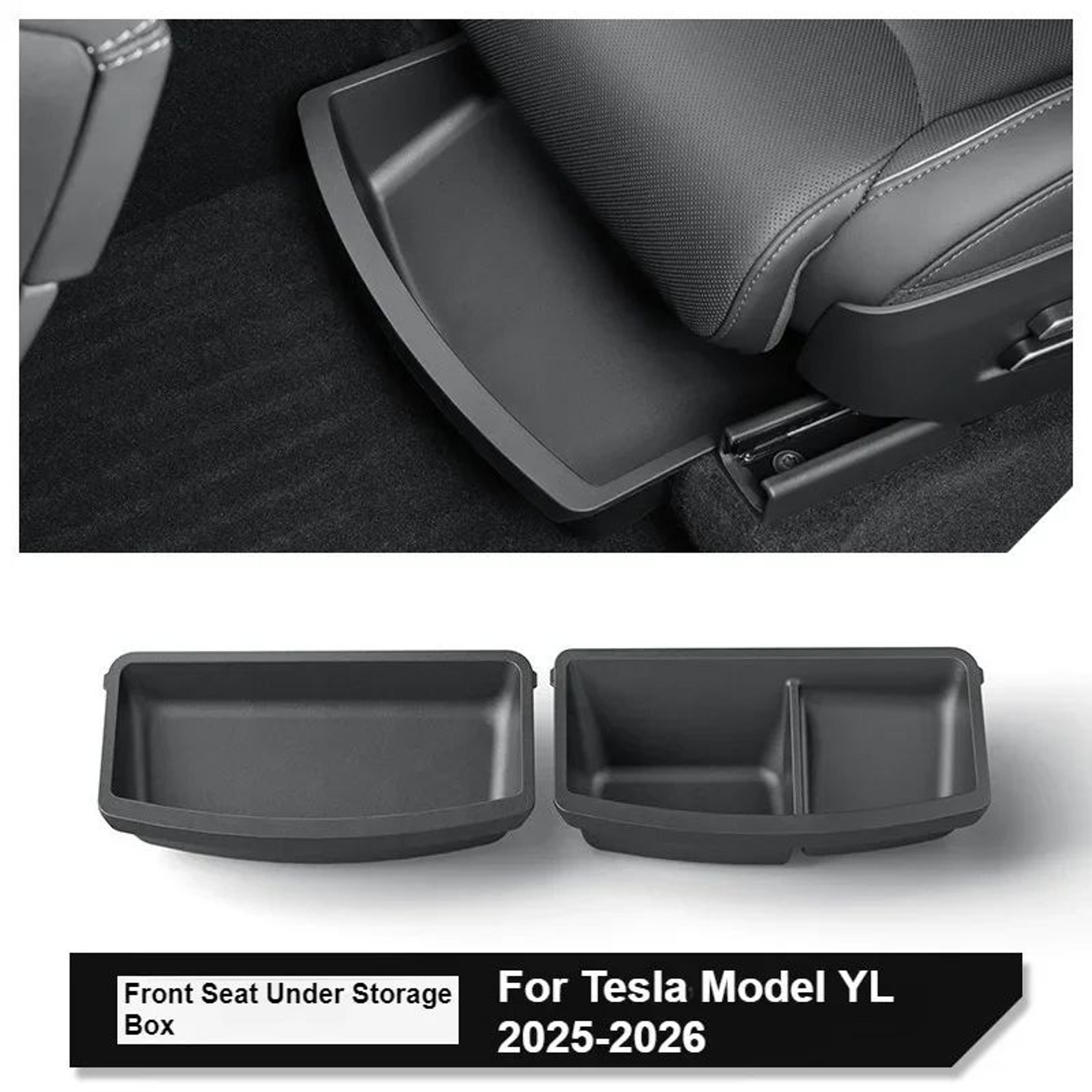 Tesla Model YL 6Seat Under Seat Storage Box TPE Seat Organizer Tray Hidden Drawer 7