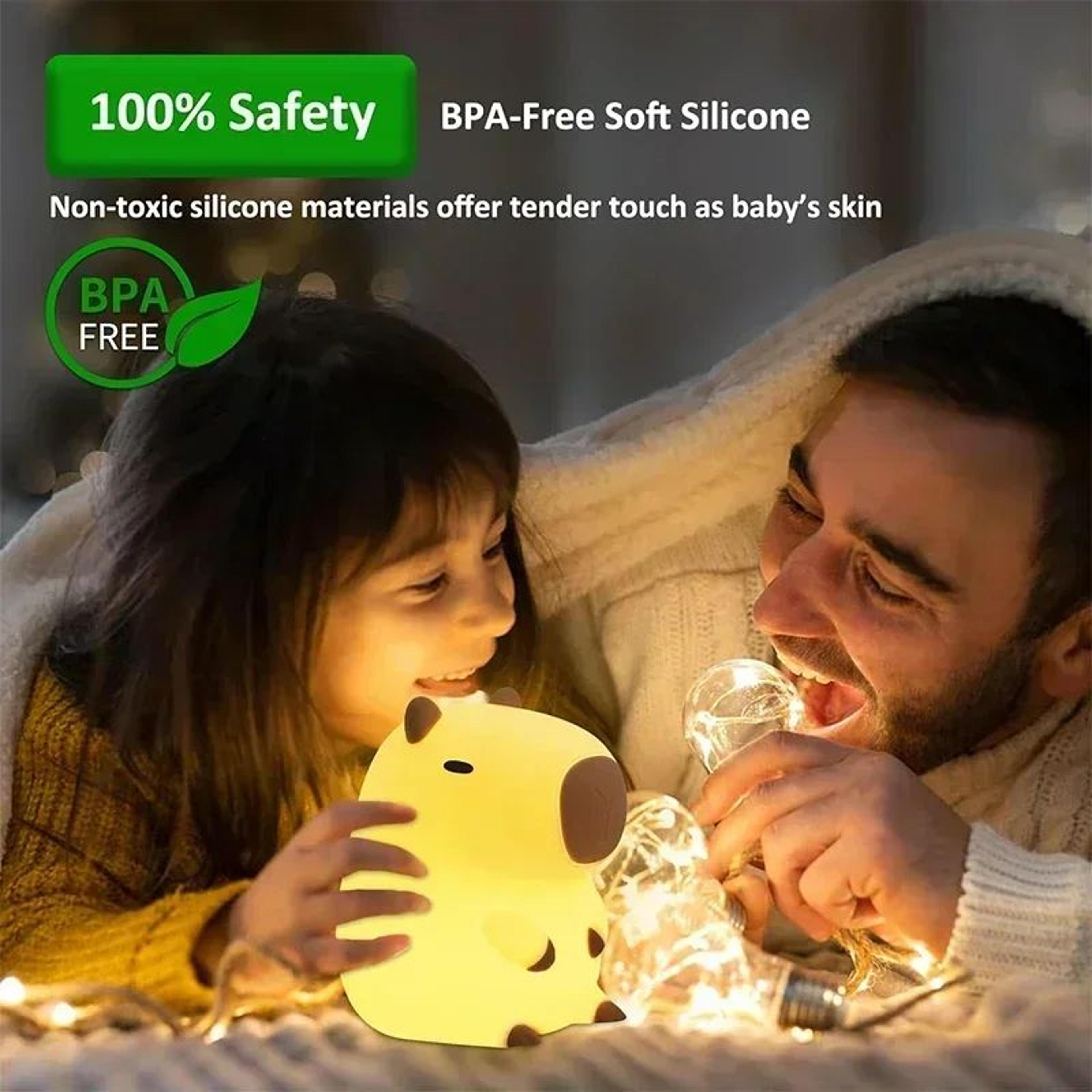 Cute Capybara Silicone Night Light Rechargeable LED Night Lamp For Kids Bedroom Nursery 1