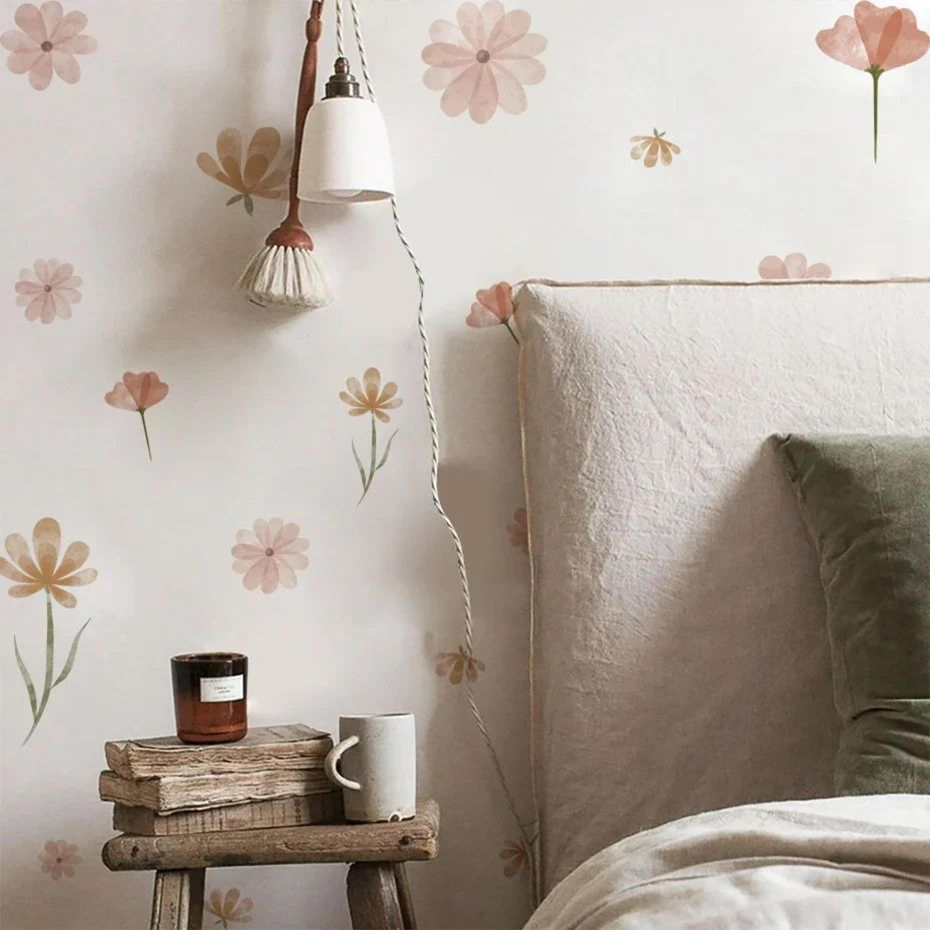 Watercolor Boho Flower Wall Decals  Removable Floral Nursery Decor 2