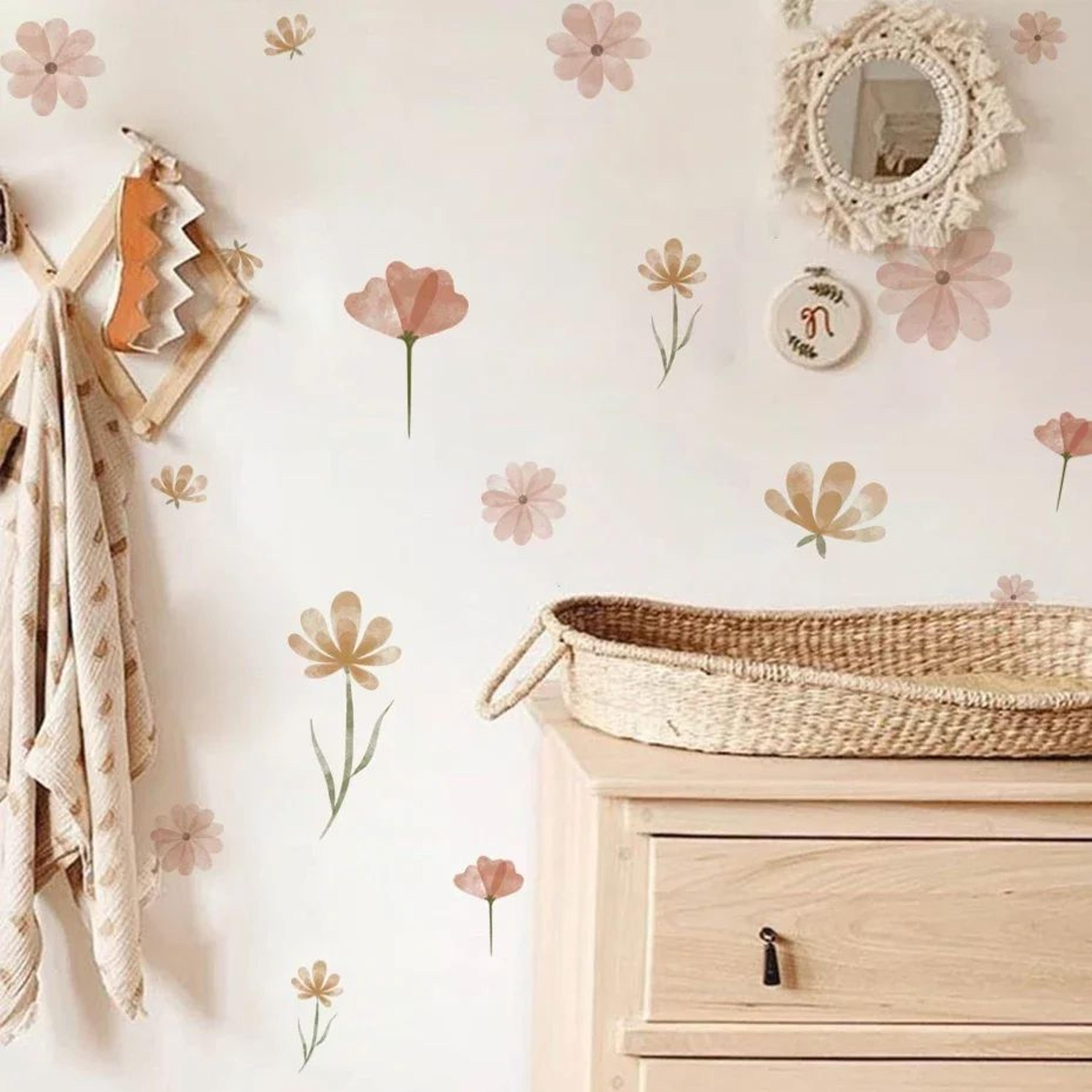 Watercolor Boho Flower Wall Decals  Removable Floral Nursery Decor 3