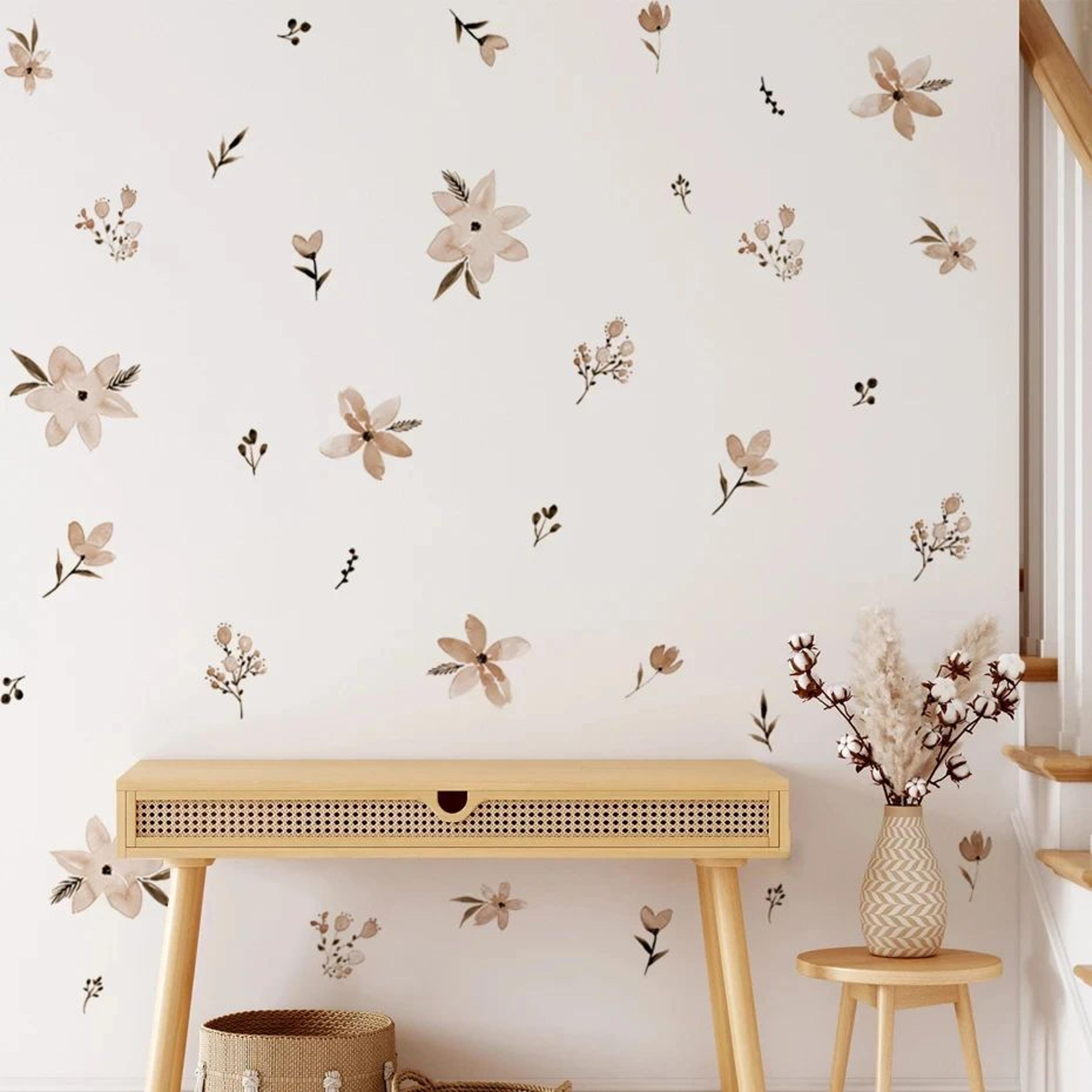 Watercolor Boho Flower Wall Decals  Removable Floral Nursery Decor 4