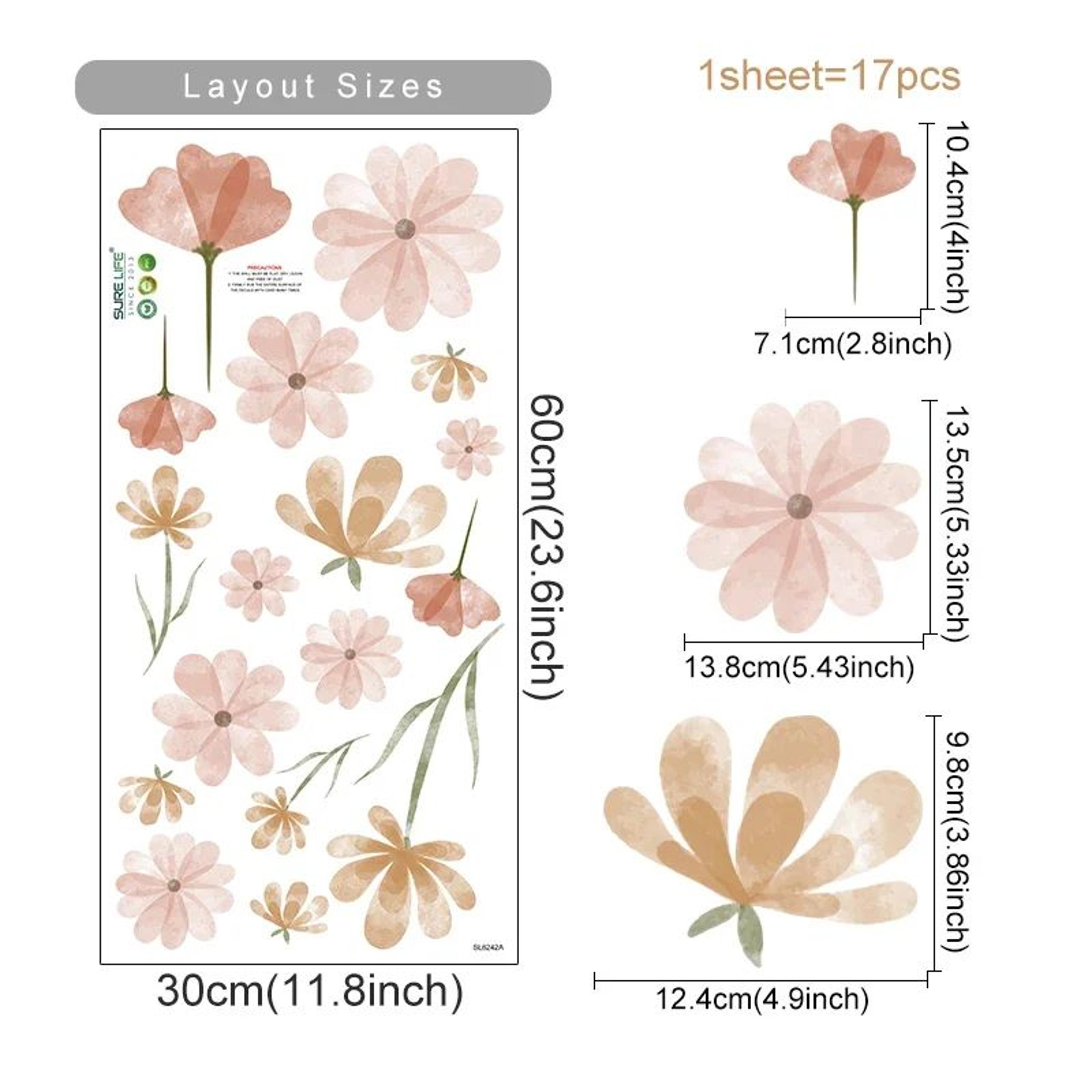 Watercolor Boho Flower Wall Decals  Removable Floral Nursery Decor 6
