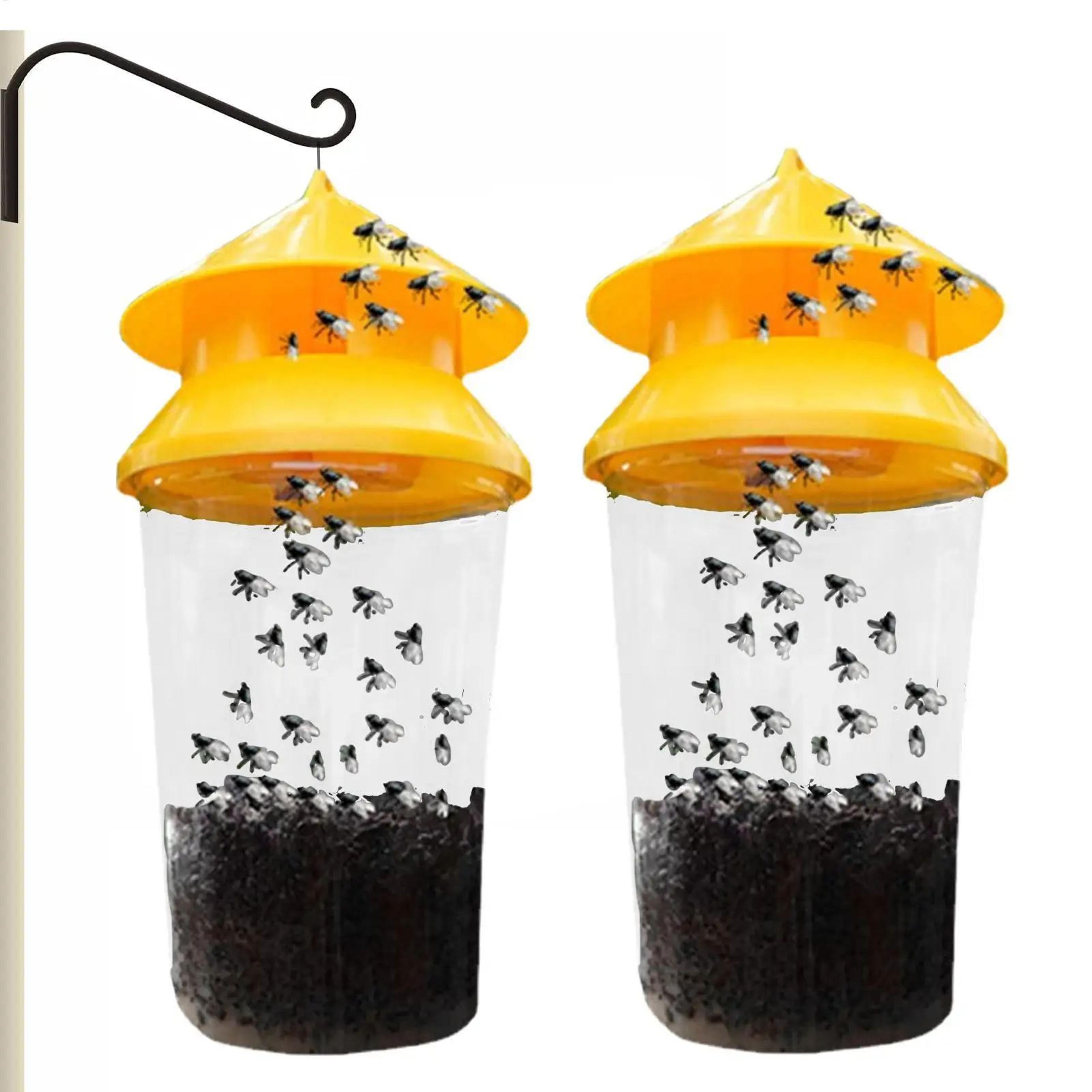 clearcatch reusable outdoor fly trap jars 2-pack for barns, stables & gardens