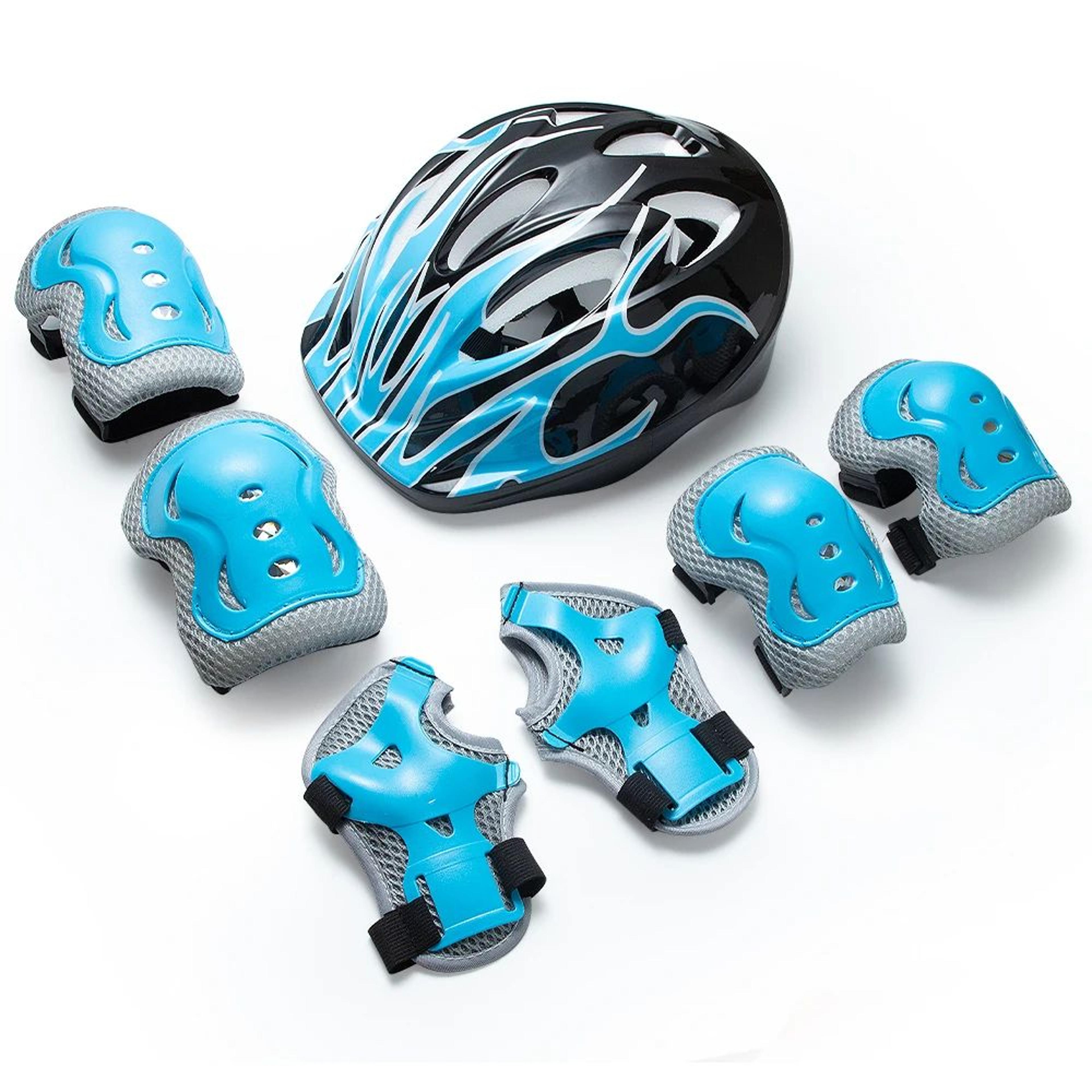 SafeRide Kids Bike Helmet Set With Protective Pads Adjustable Kids Protective Gear For Cycling And  6