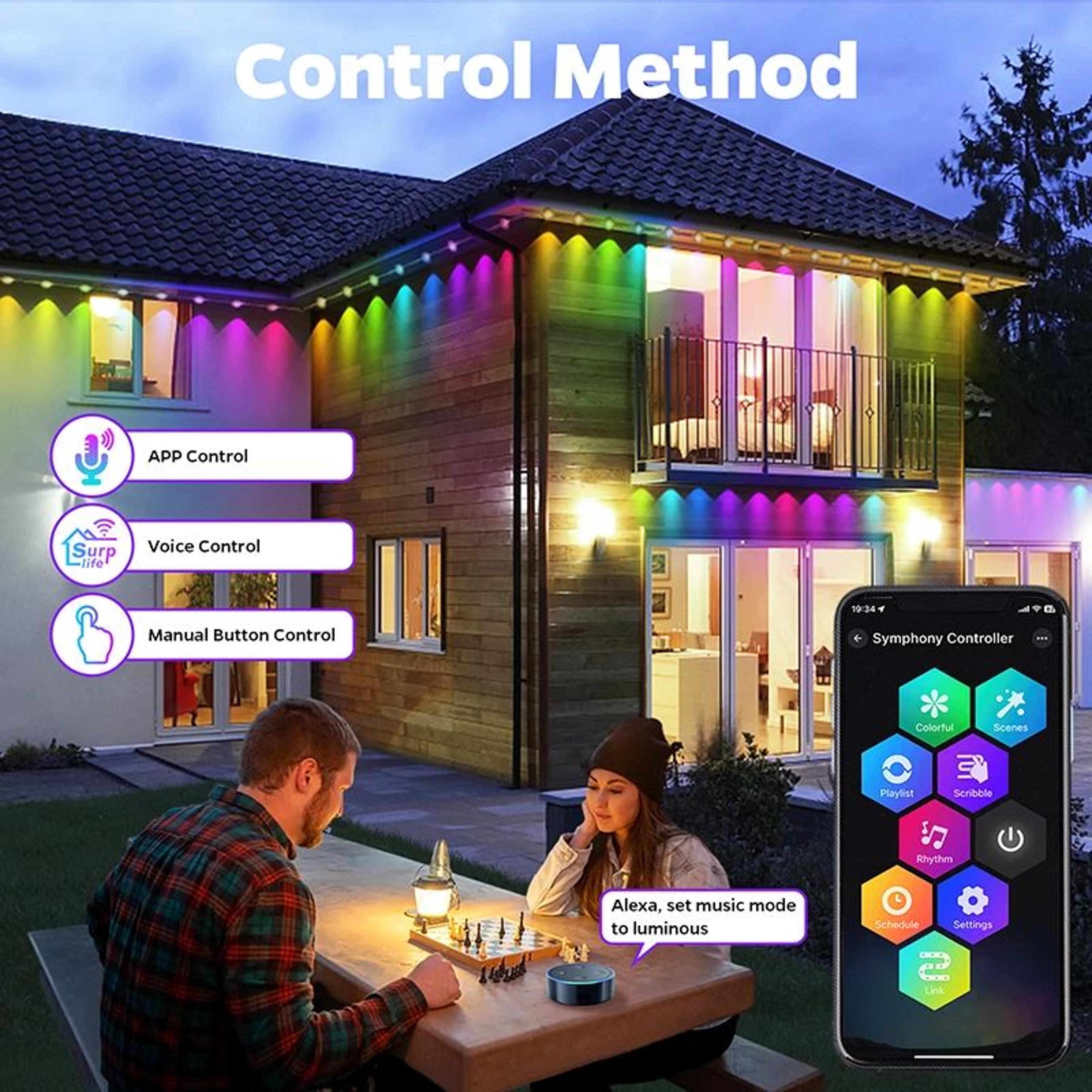 150FT Smart Permanent Outdoor Eave Lights With App And Remote Control 1