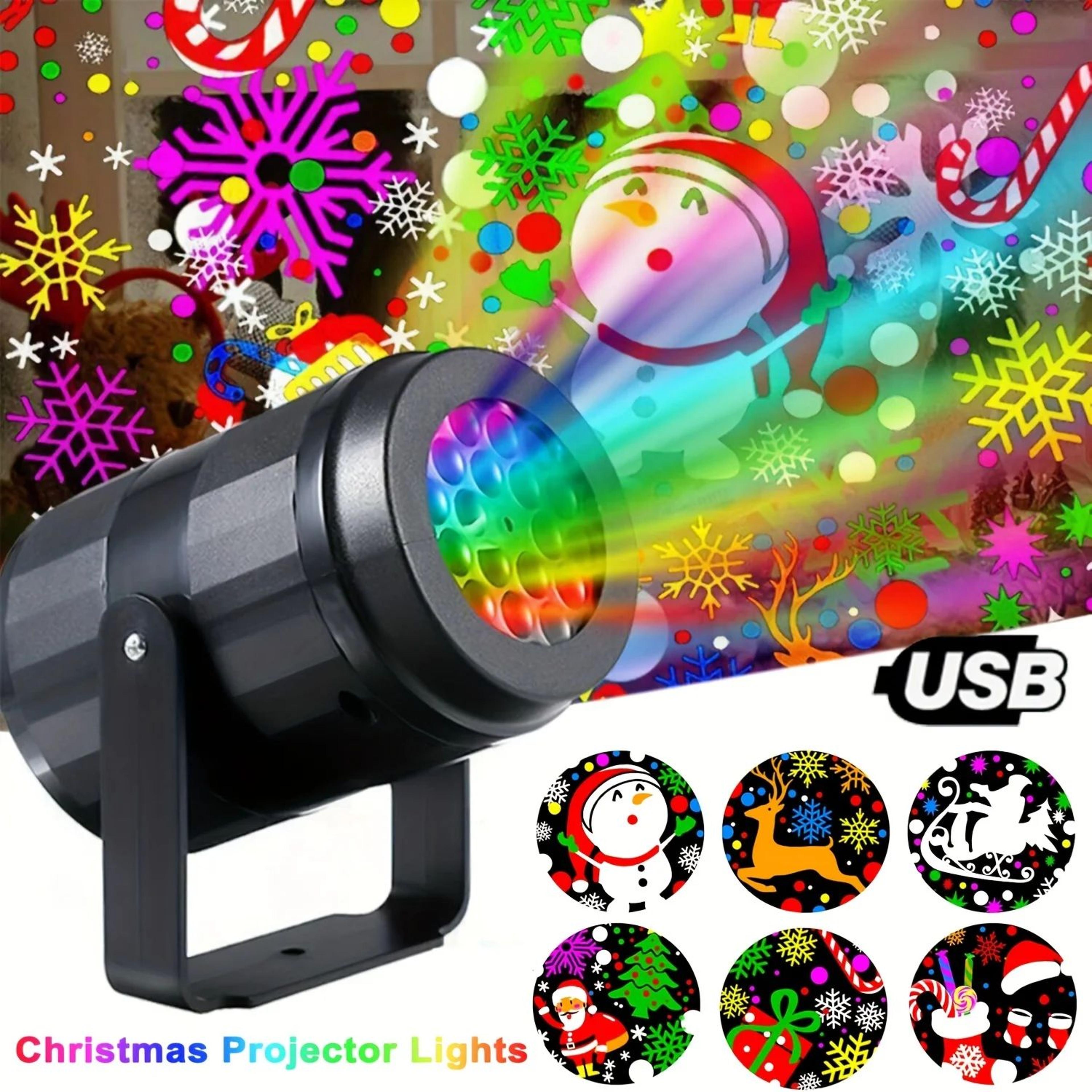 16 pattern usb christmas projector light with santa and snowflake effects
