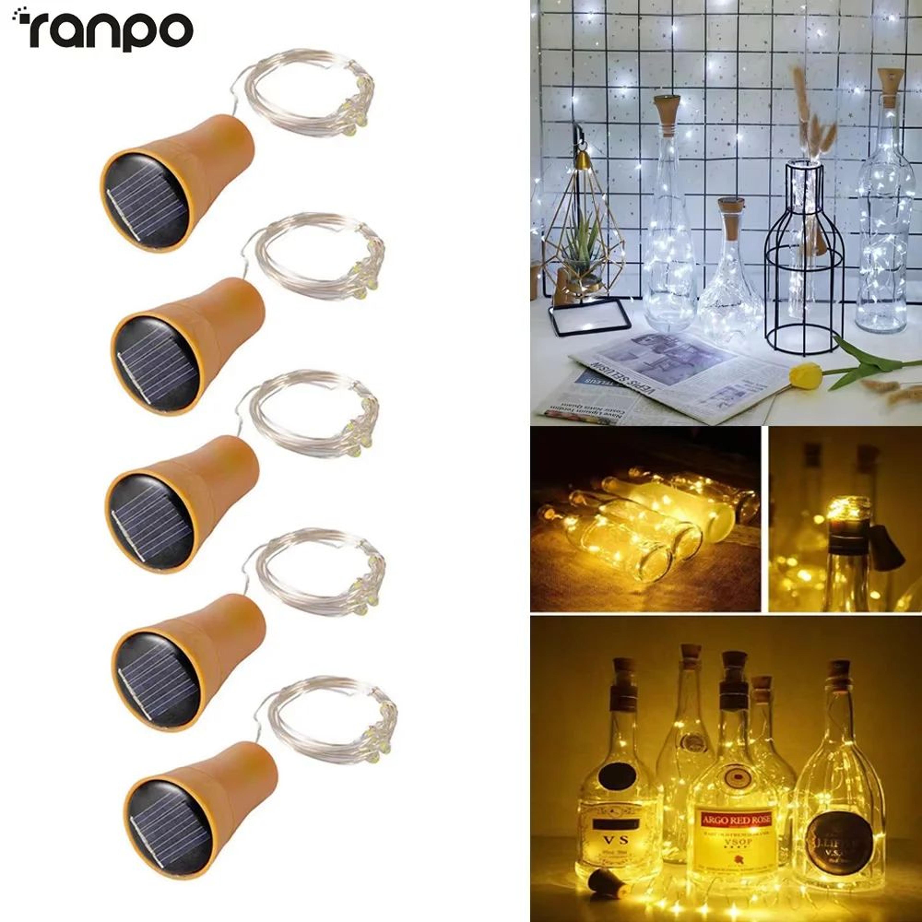 5pcs solar wine bottle cork lights 10/20 led copper wire fairy lights