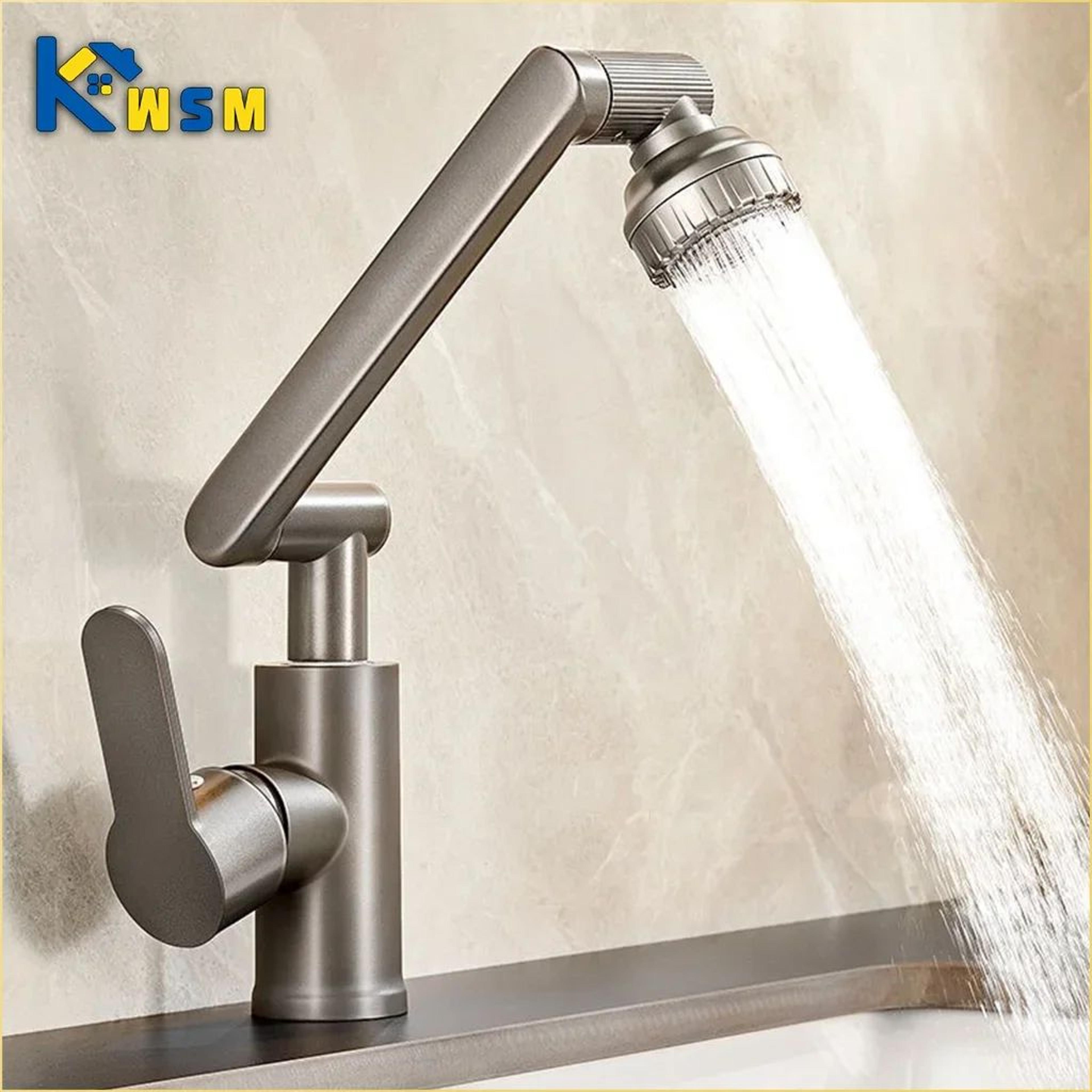 1080 degree rotating mechanical arm faucet with anti-splash aerator