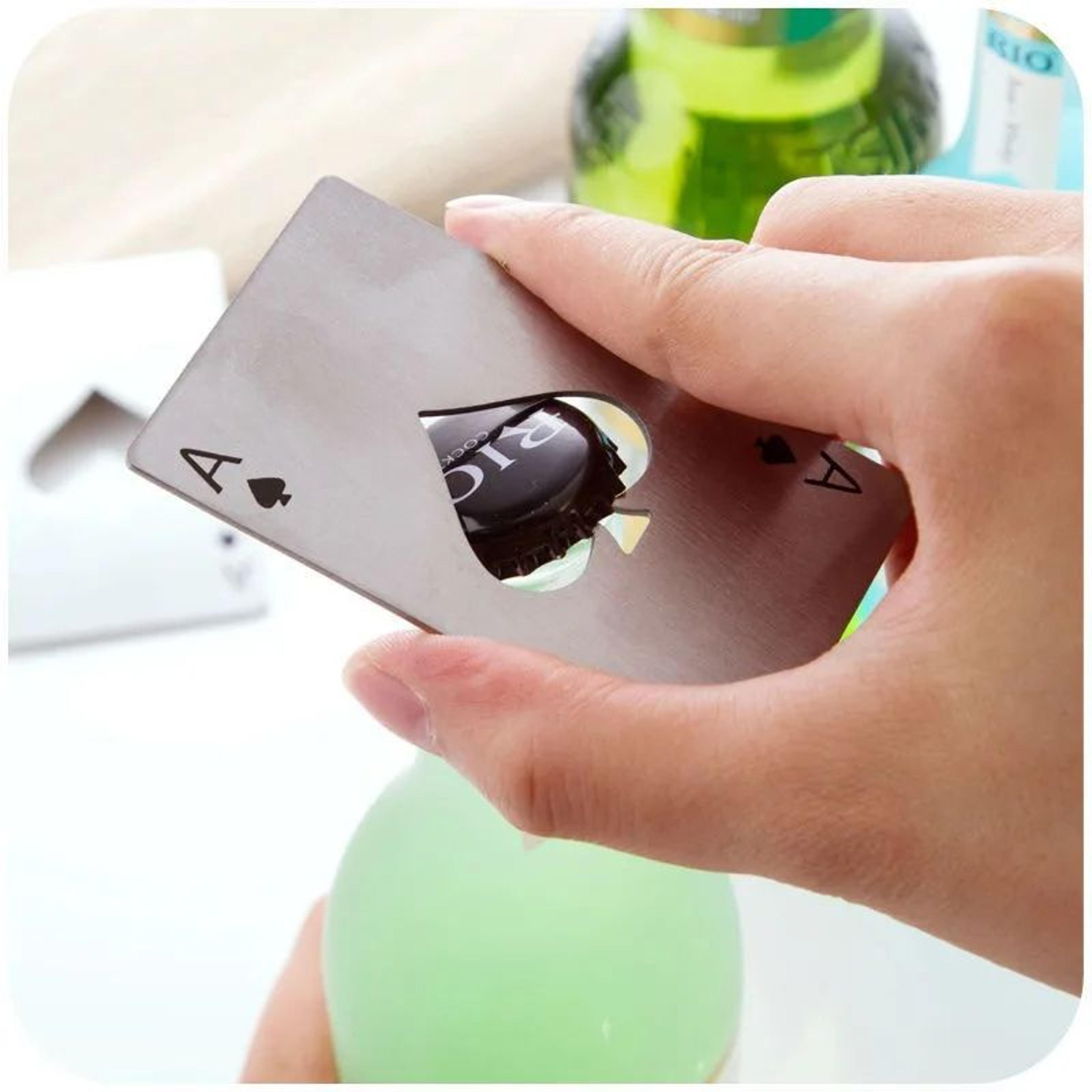 20PCS Ace Of Spades Playing Card Bottle Opener Stainless Steel Wallet Size Beer Opener 3