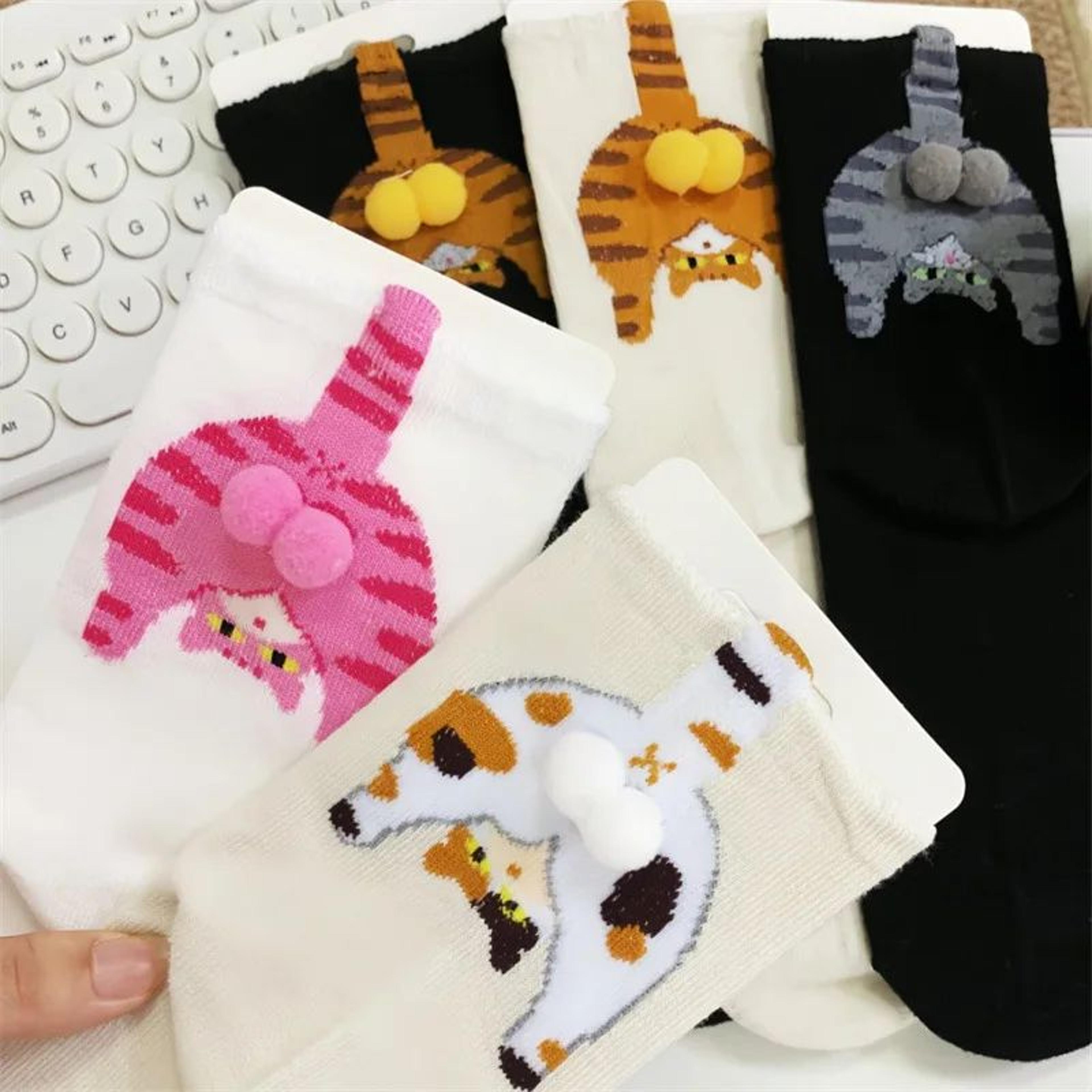 3D Cat Egg Socks Warm Mid Tube Funny Cat Lover Socks 1