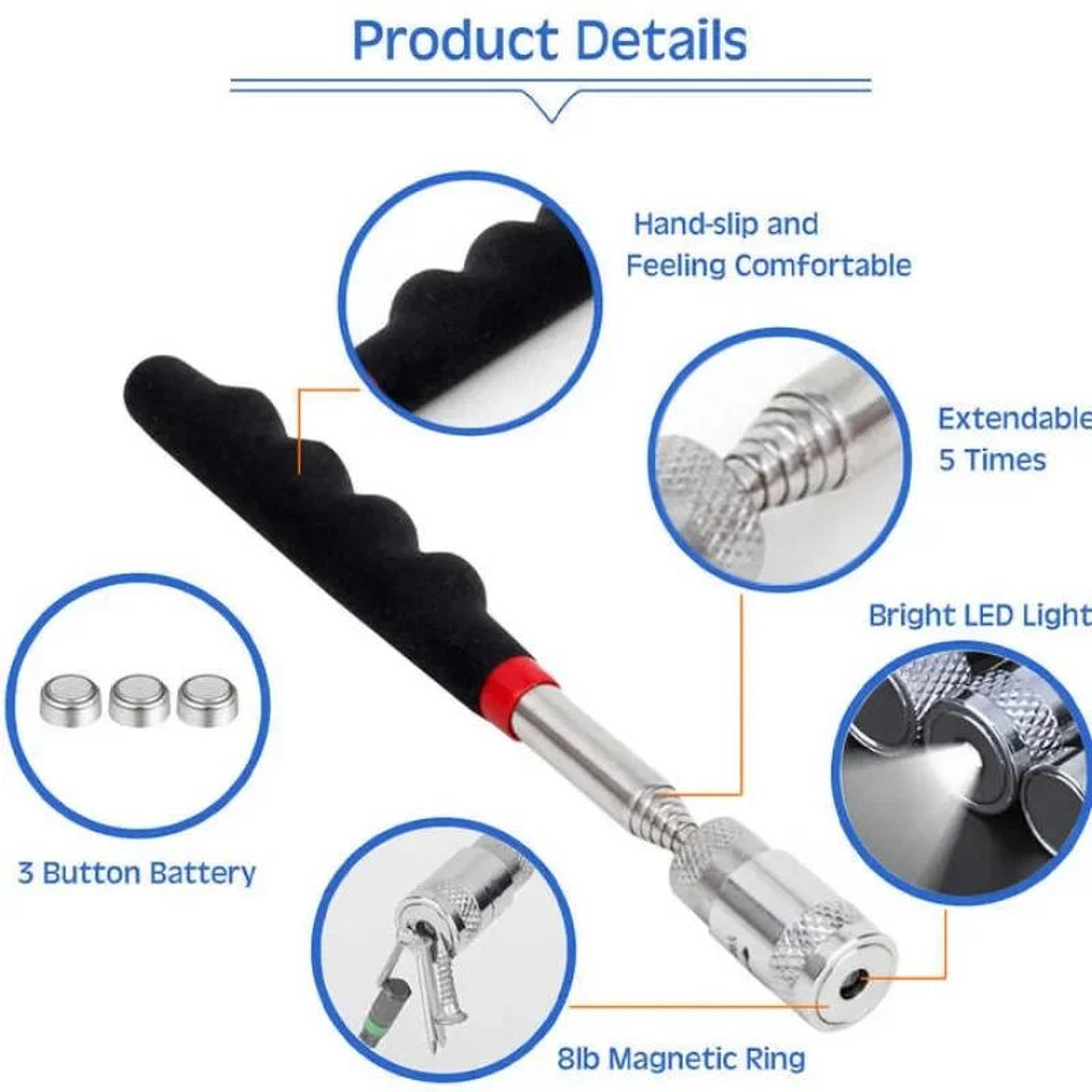 LED Telescopic Magnetic Pickup Tool For Auto Repair And Metal Retrieval 4