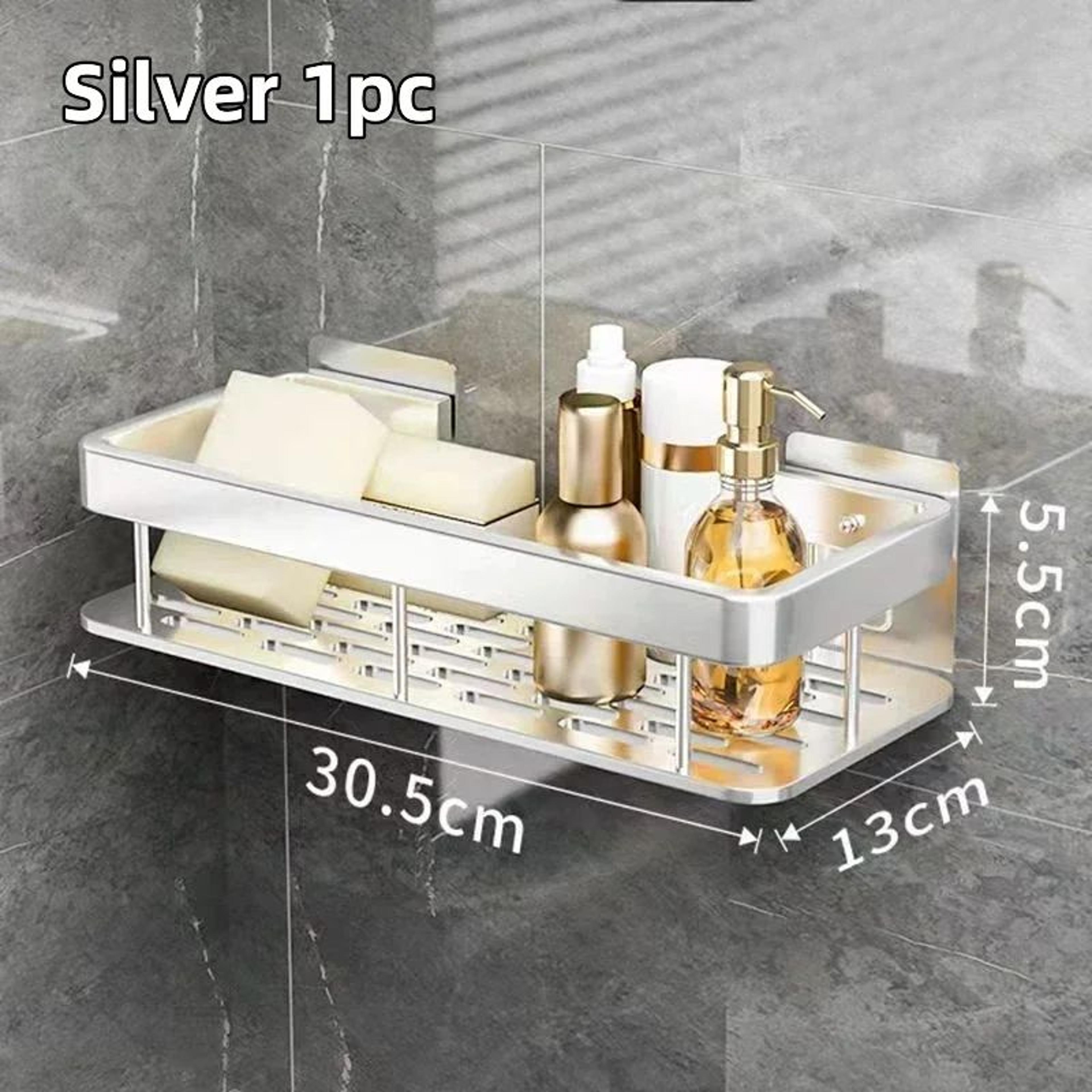 No Drill Aluminum Bathroom Corner Shelf Shower Organizer 9