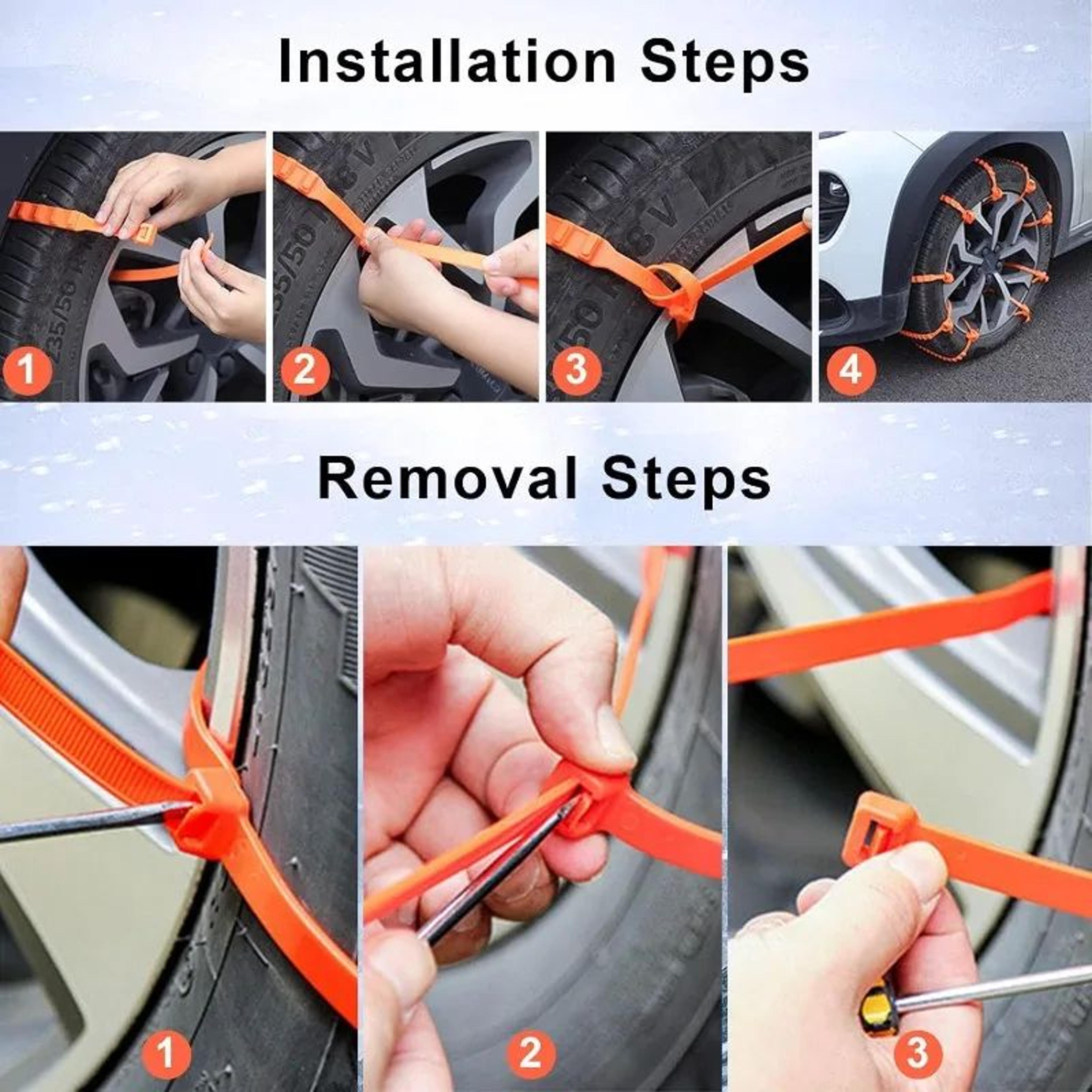 Universal Emergency Snow Tire Chains AntiSkid Traction Straps 140PCS 4