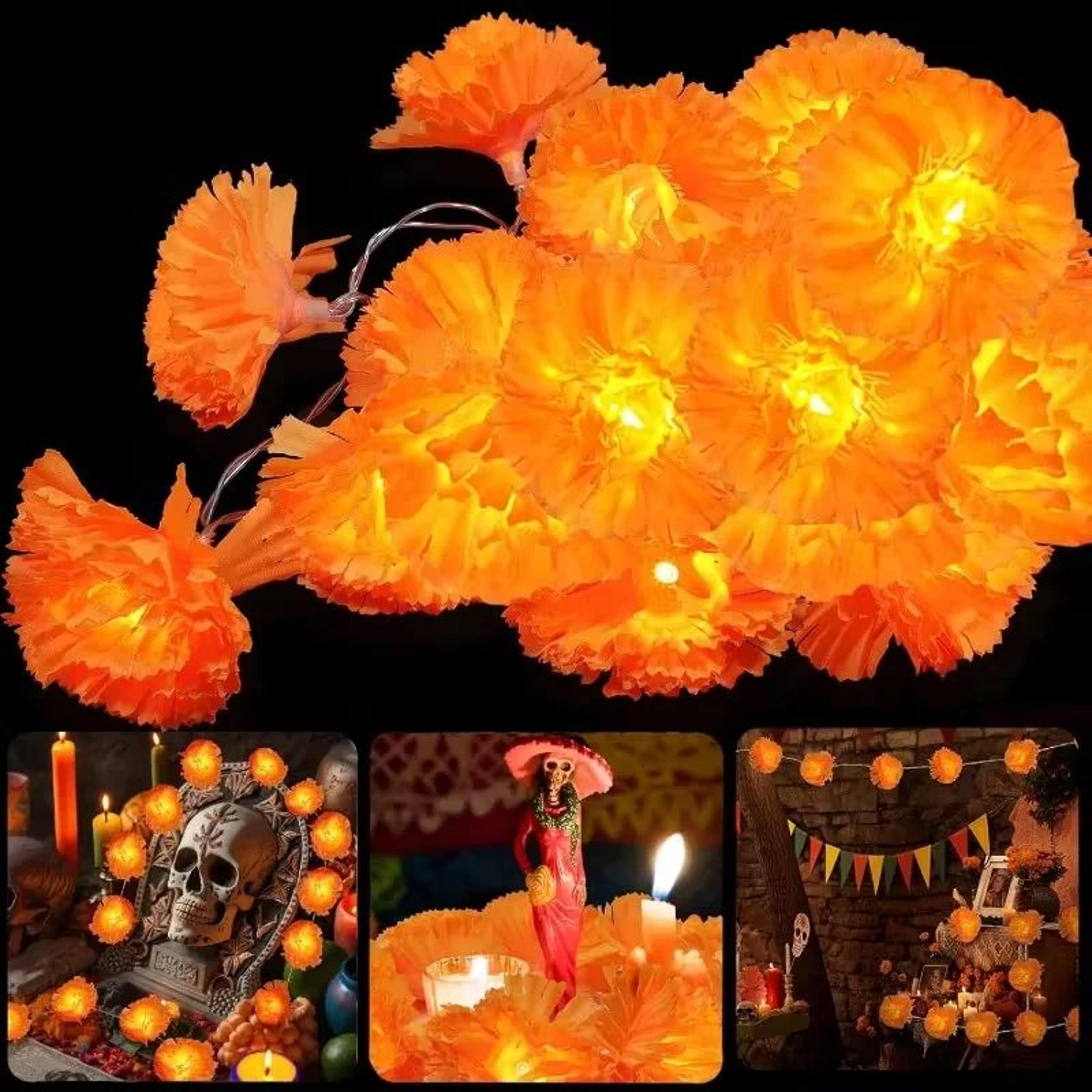 5 ft led marigold garland lights for day of the dead and diwali decor