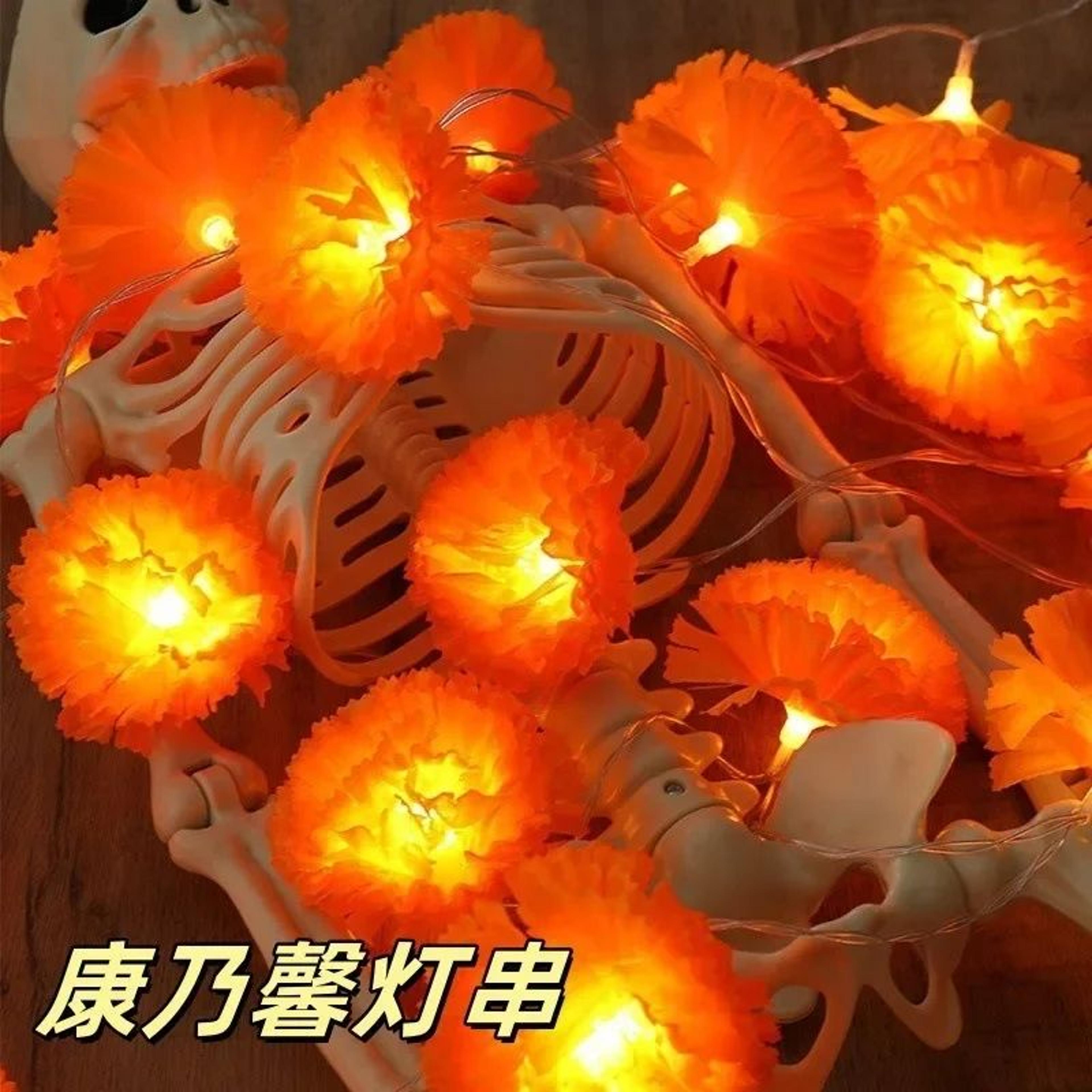 5 Ft LED Marigold Garland Lights For Day Of The Dead And Diwali Decor 3