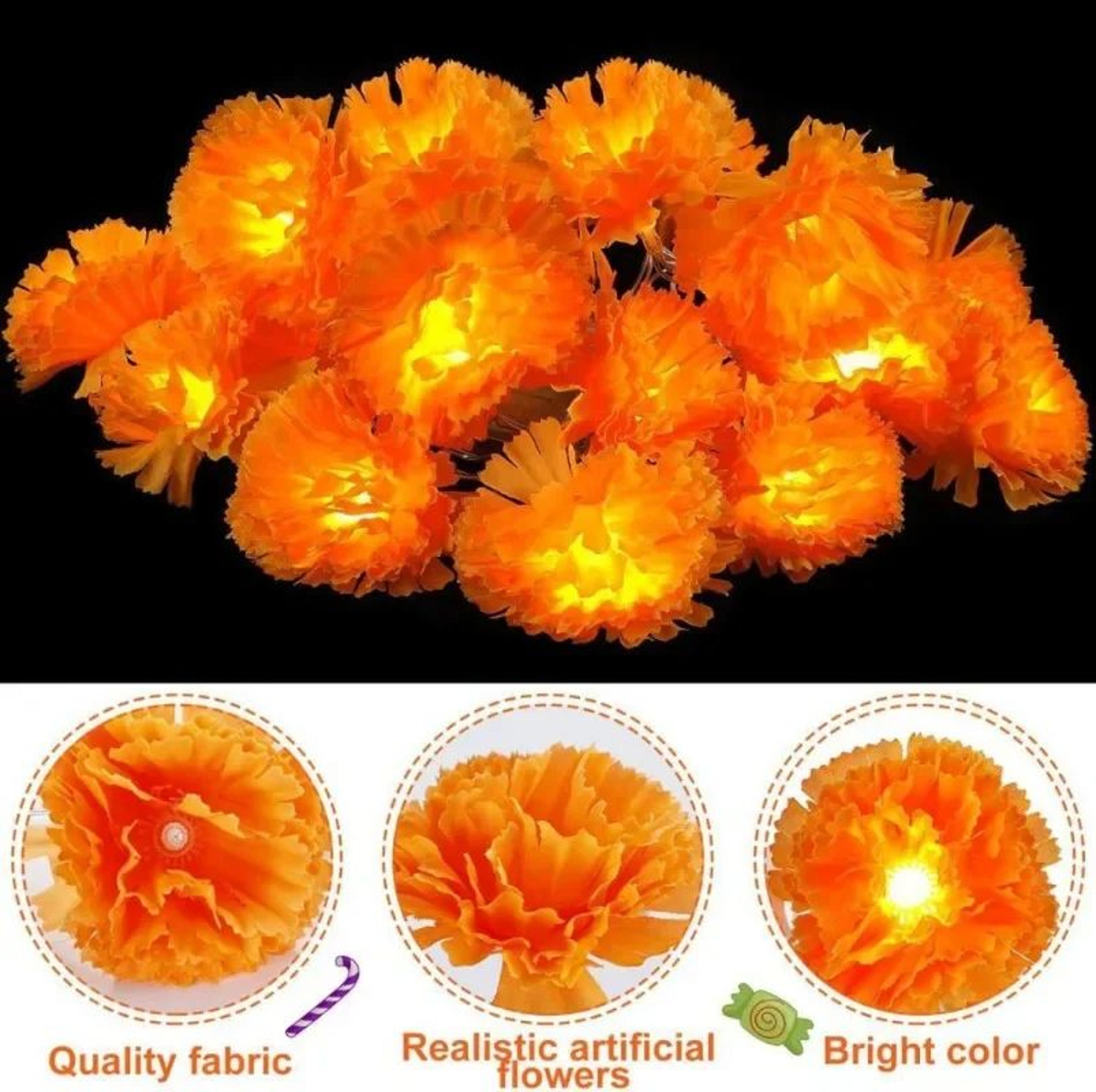 5 Ft LED Marigold Garland Lights For Day Of The Dead And Diwali Decor 4