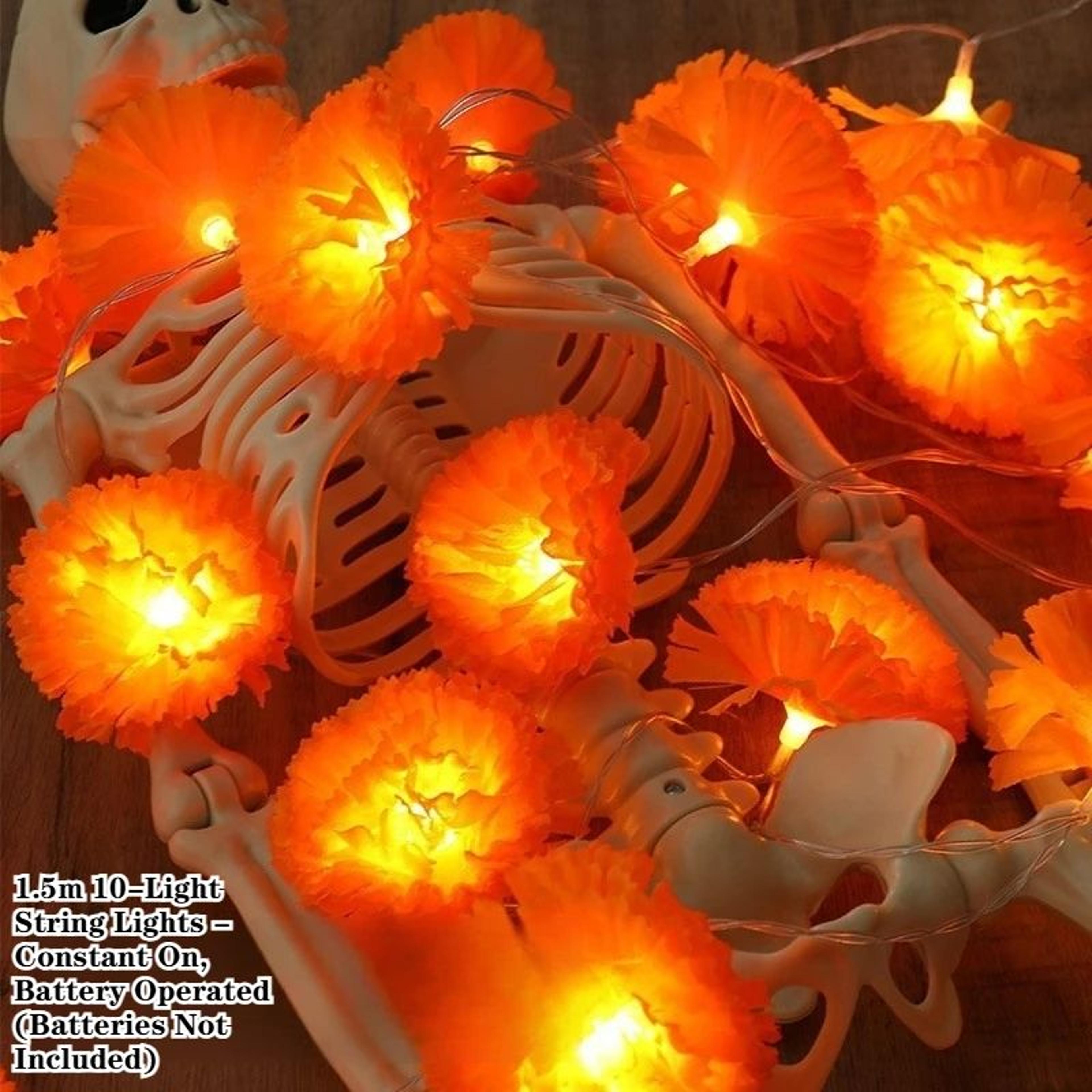 5 Ft LED Marigold Garland Lights For Day Of The Dead And Diwali Decor 6