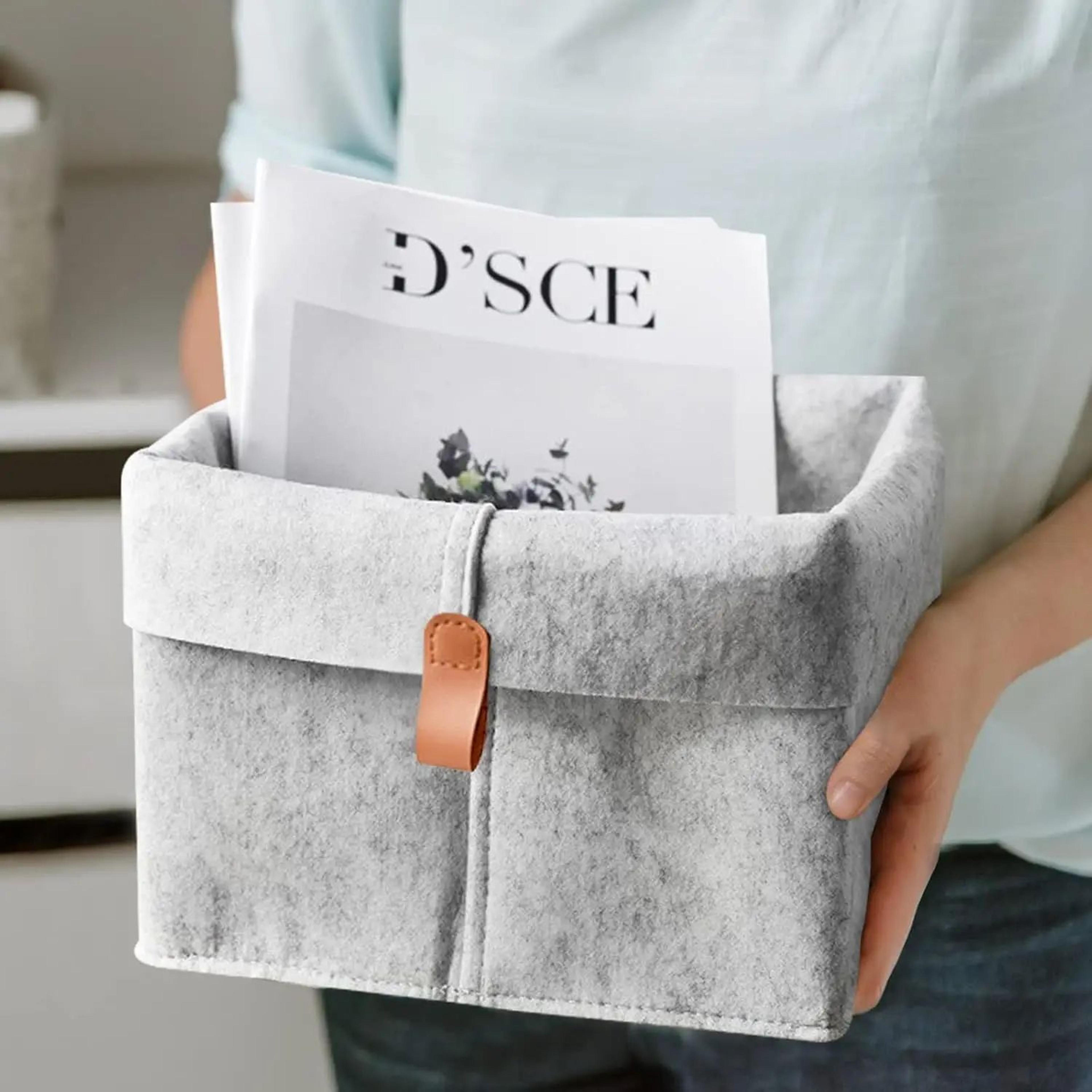 Felt Desktop Organizer Basket For Home And Office Storage 3