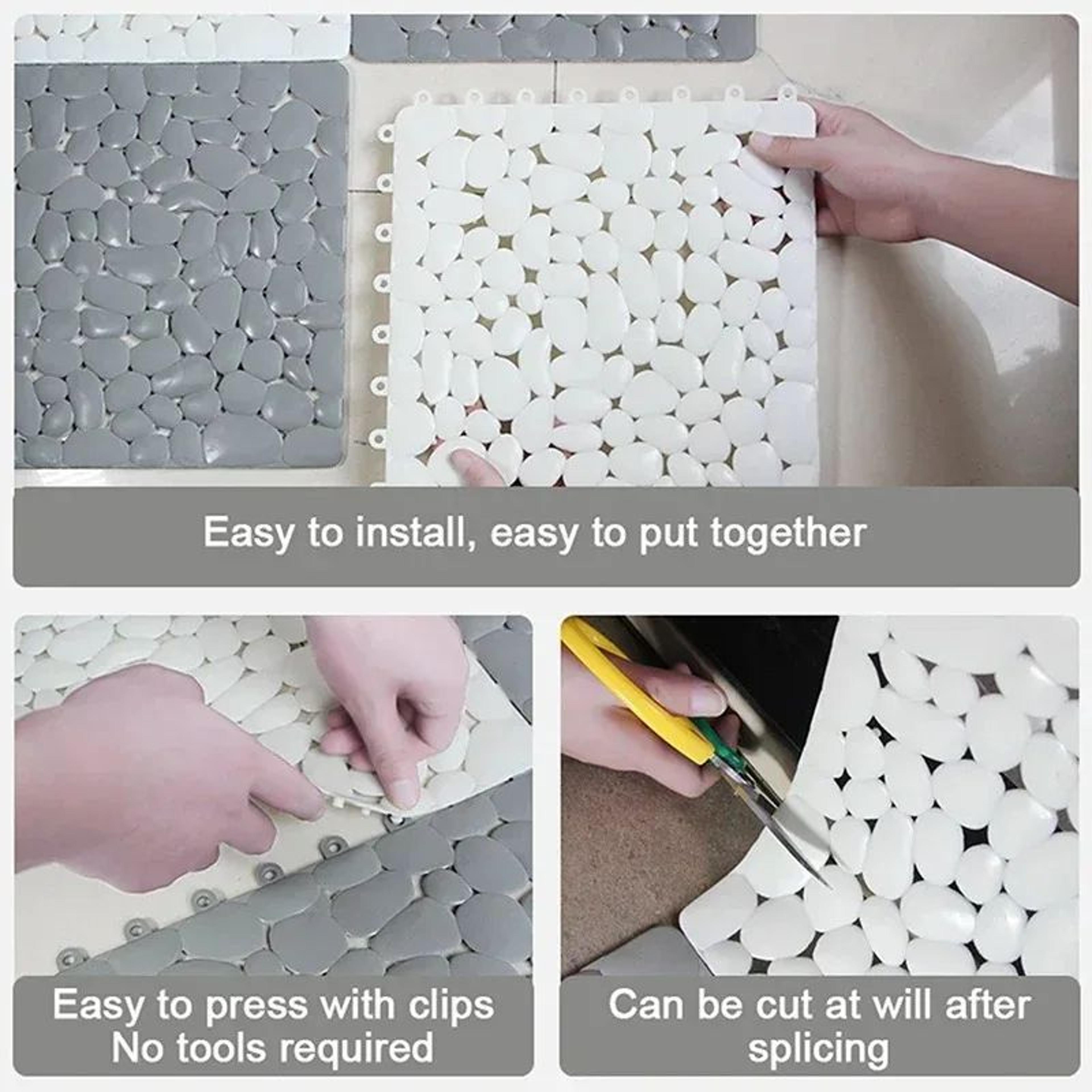 Interlocking Pebble NonSlip Shower Mat 118 Inch Waterproof Bathroom Floor Tiles 2