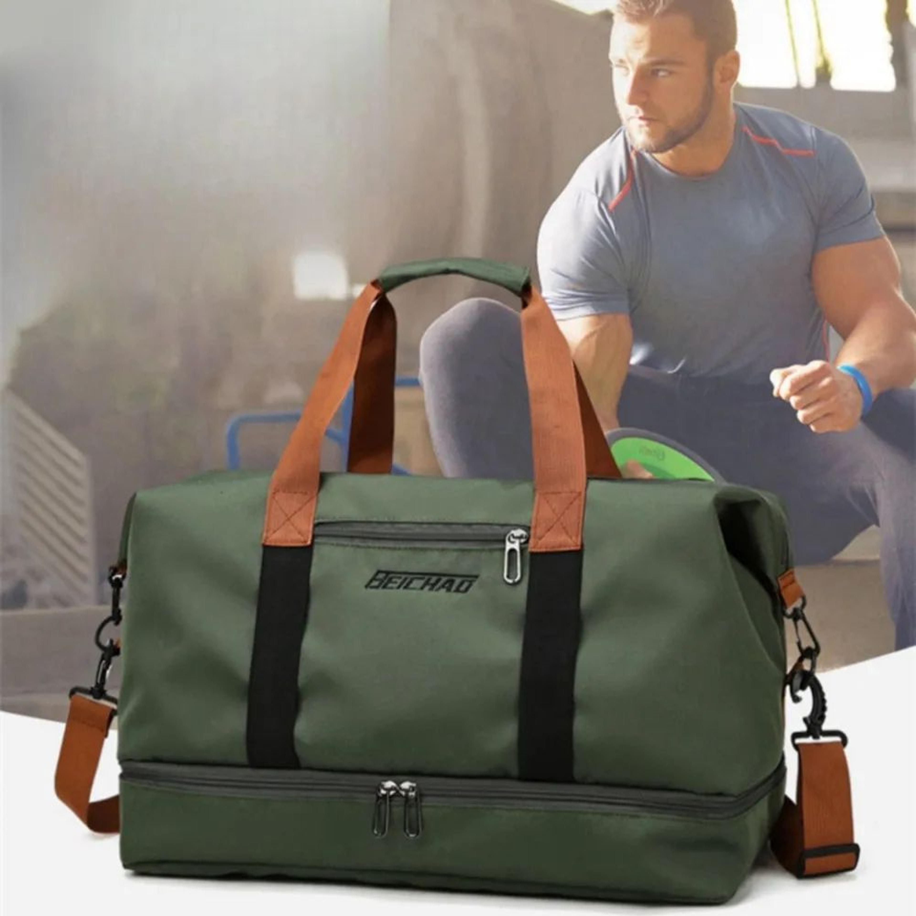 Large Capacity Gym Duffel Bag With Shoe Compartment And Luggage Sleeve 4