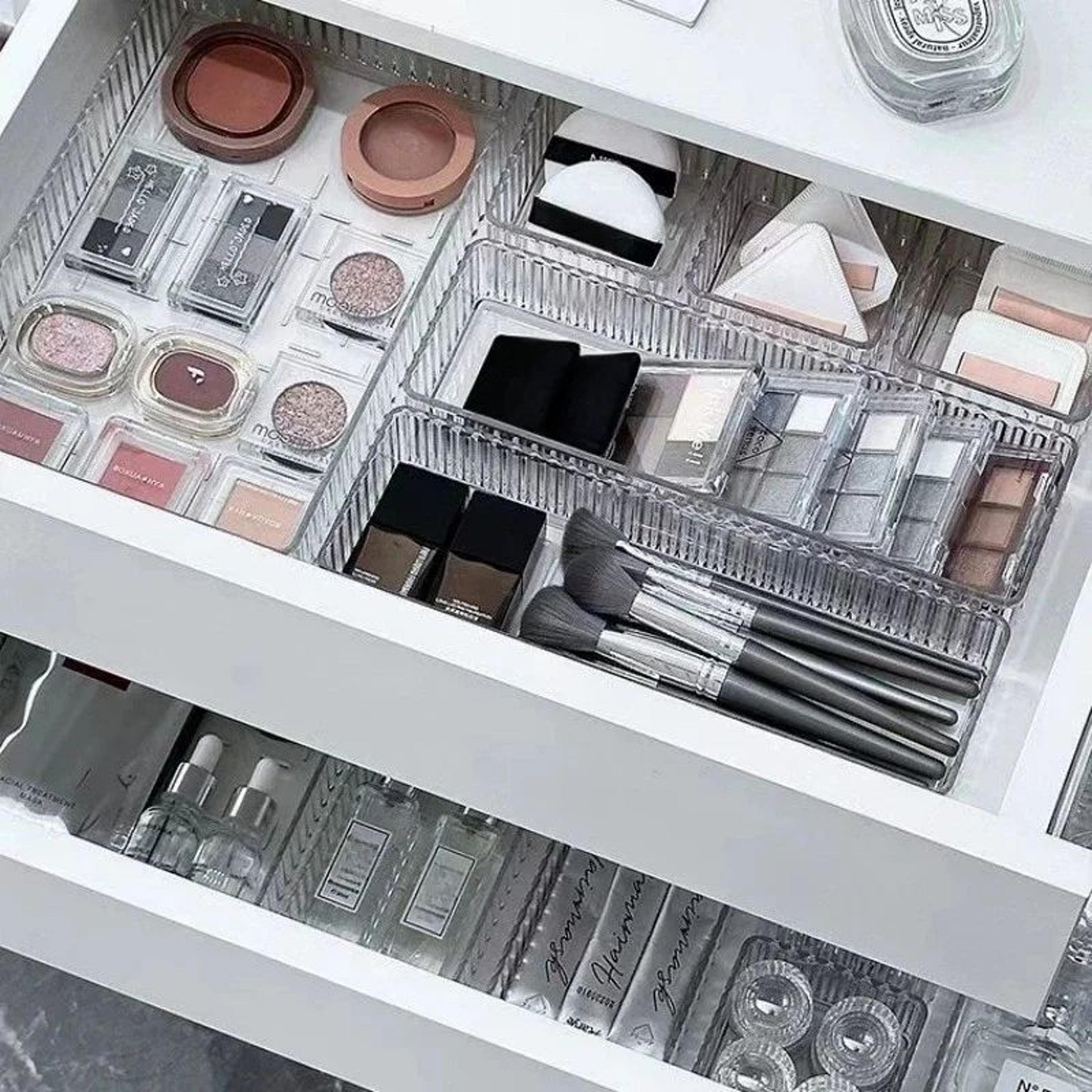 Clear Stackable Drawer Organizer Trays For Makeup Vanity And Home Storage 1
