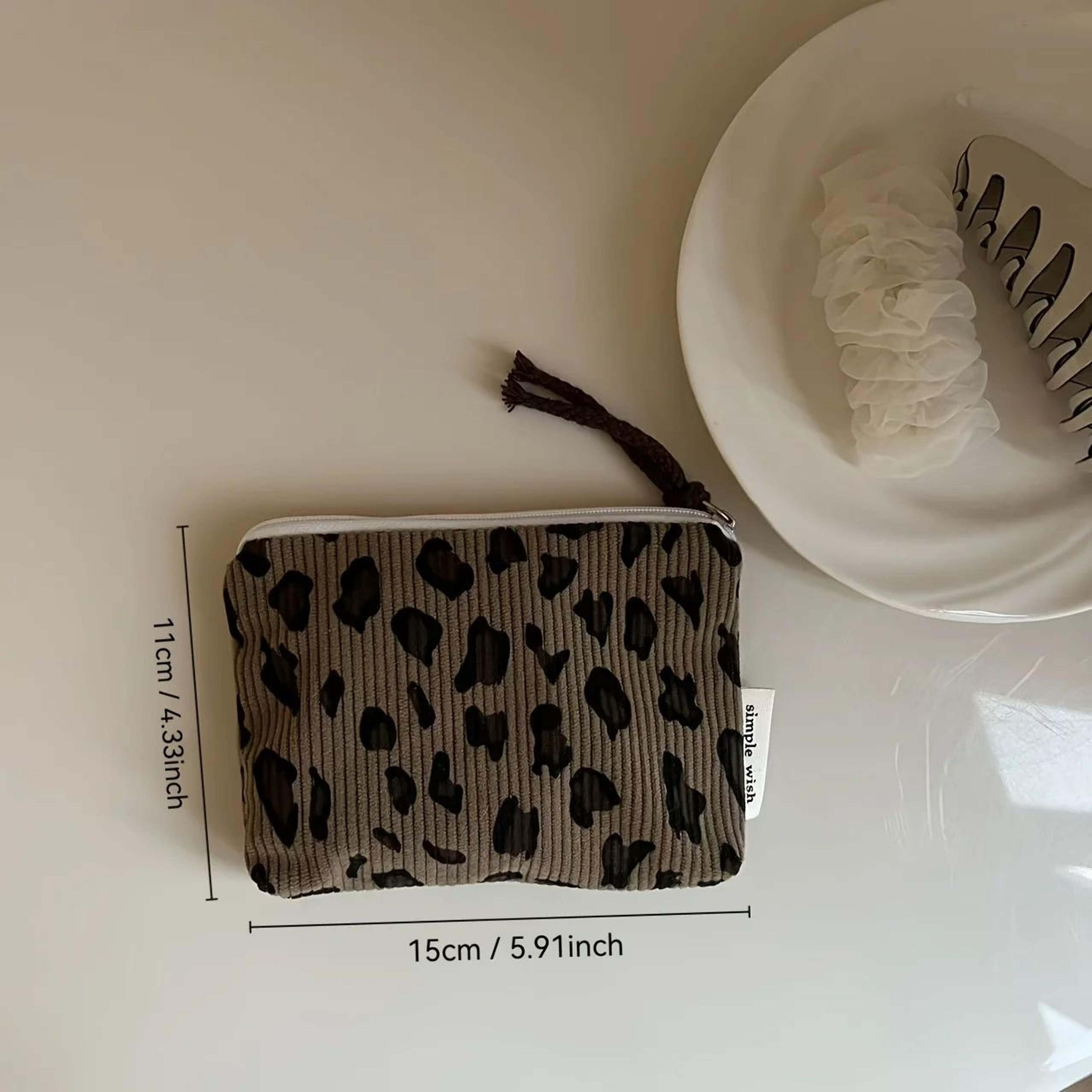 Vintage Leopard Corduroy Mini Coin Purse And Travel Storage Pouch 5