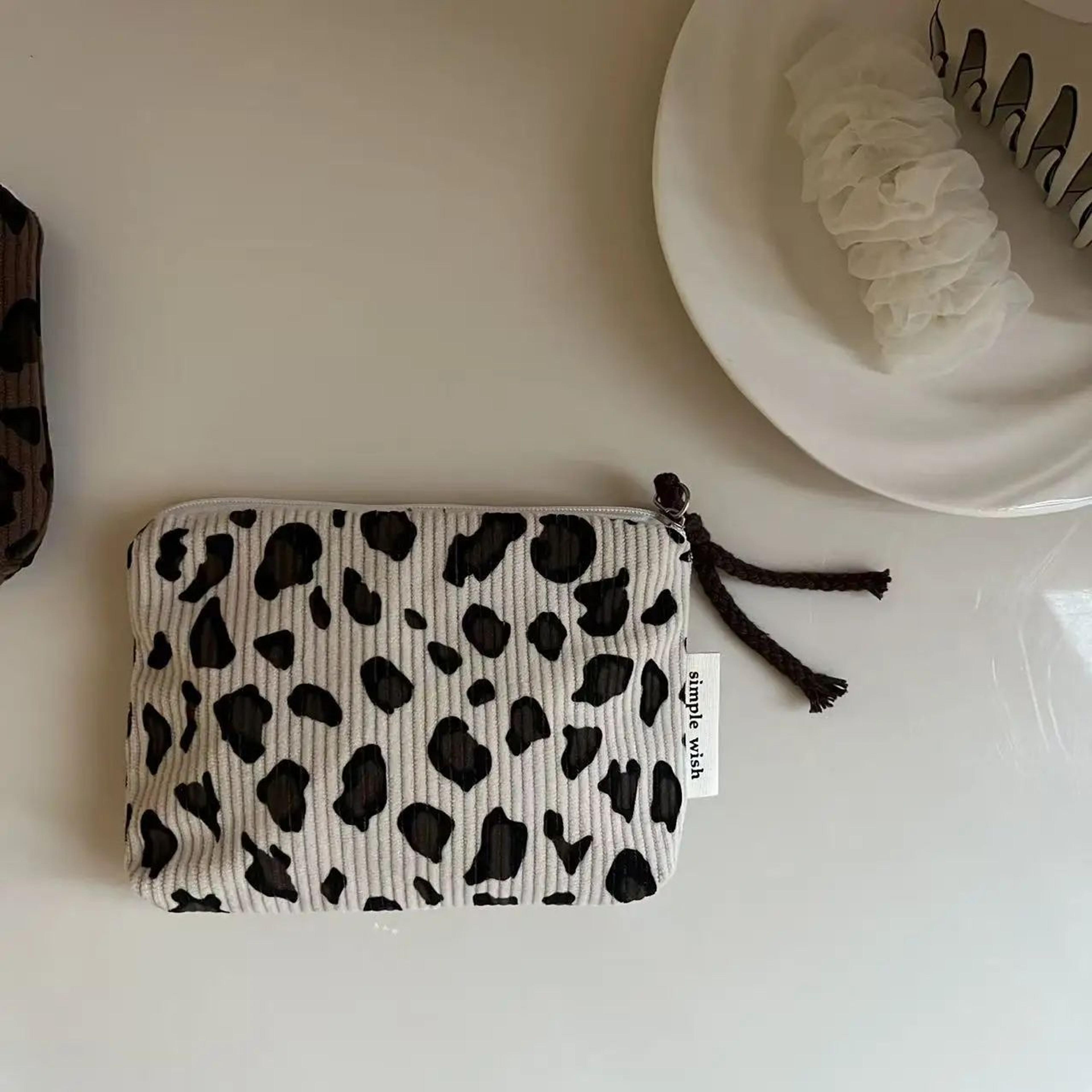 Vintage Leopard Corduroy Mini Coin Purse And Travel Storage Pouch 2