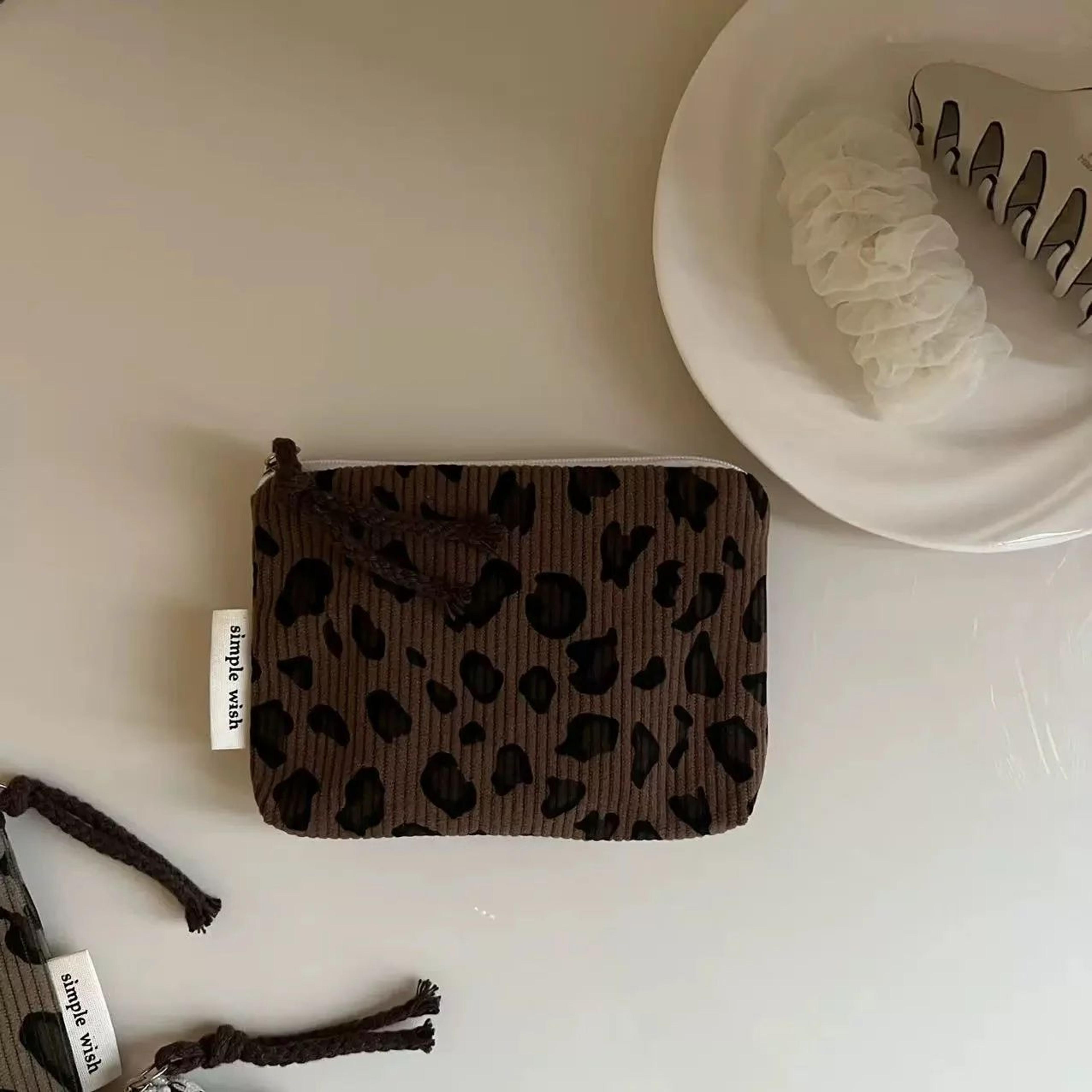 Vintage Leopard Corduroy Mini Coin Purse And Travel Storage Pouch 8
