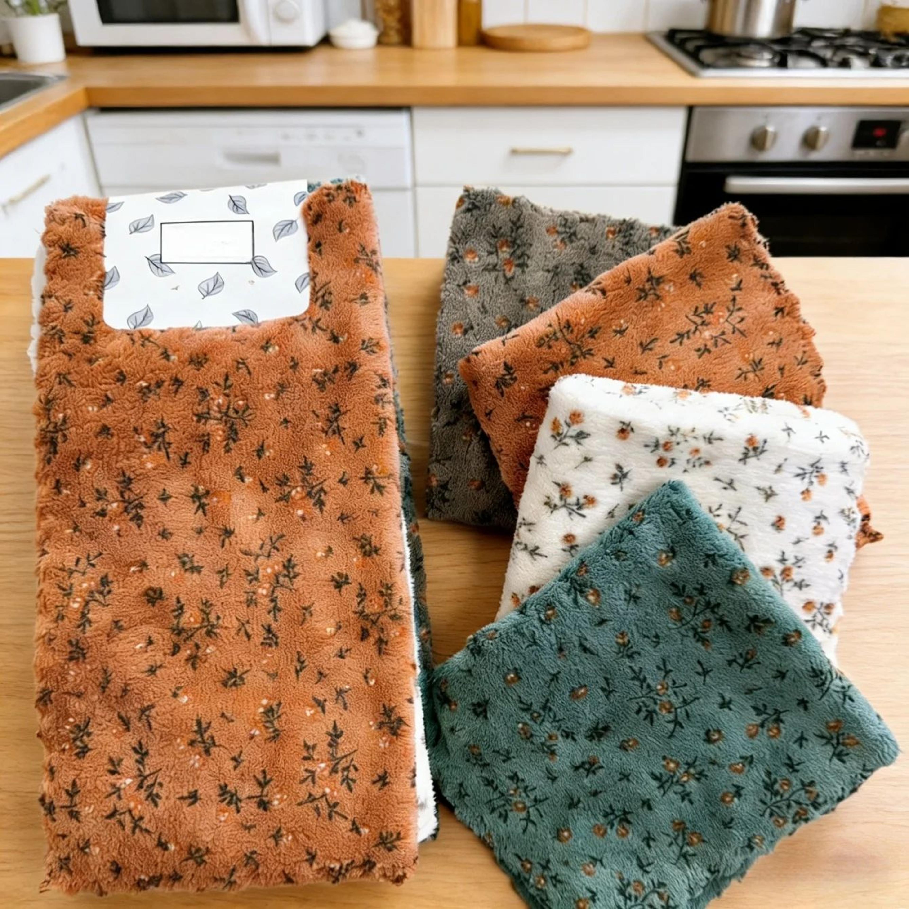 4PCS Floral QuickDry Reusable Kitchen Cleaning Cloths 1